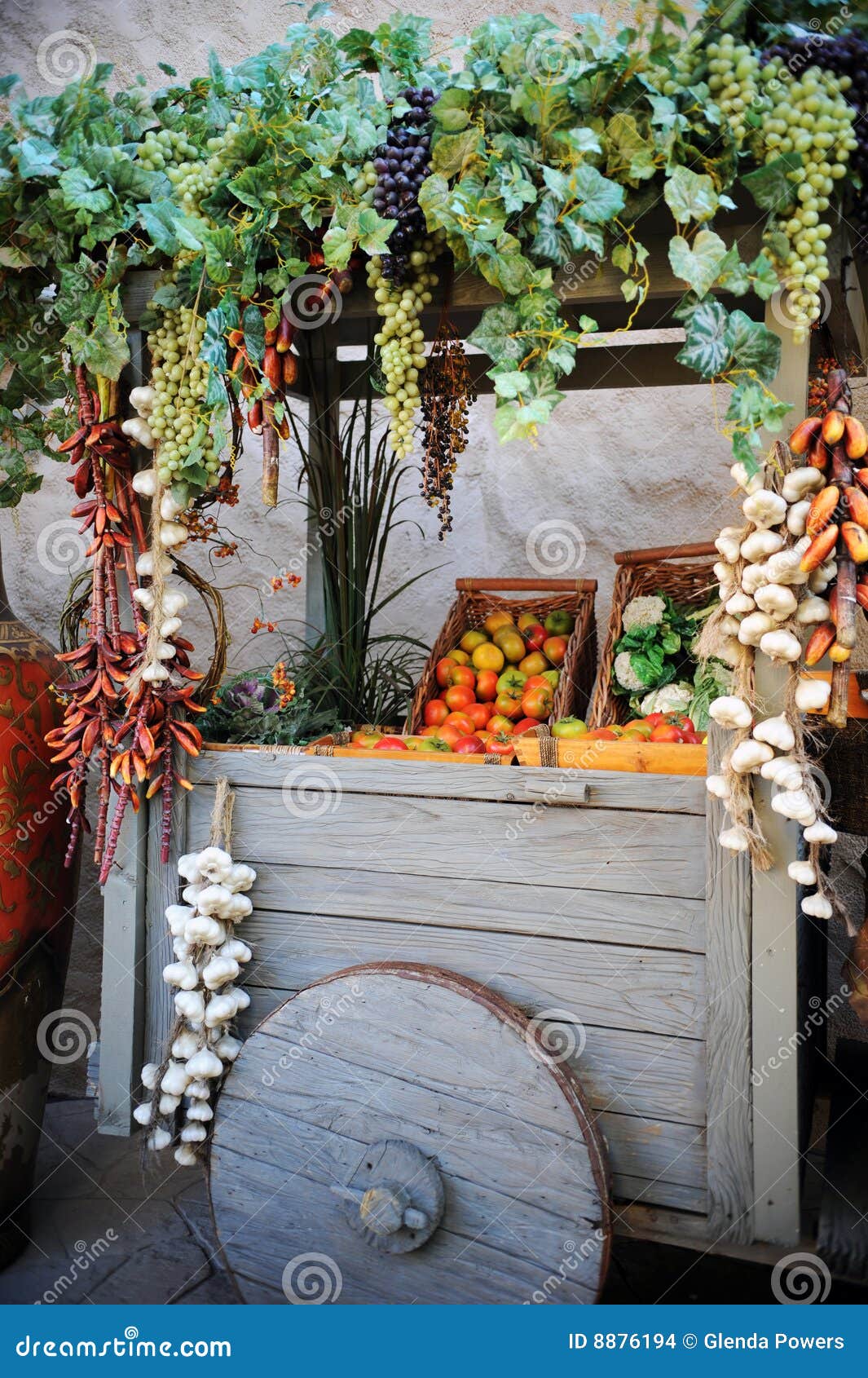Ancient Produce Cart stock photo. Image of green, wooden 8876194