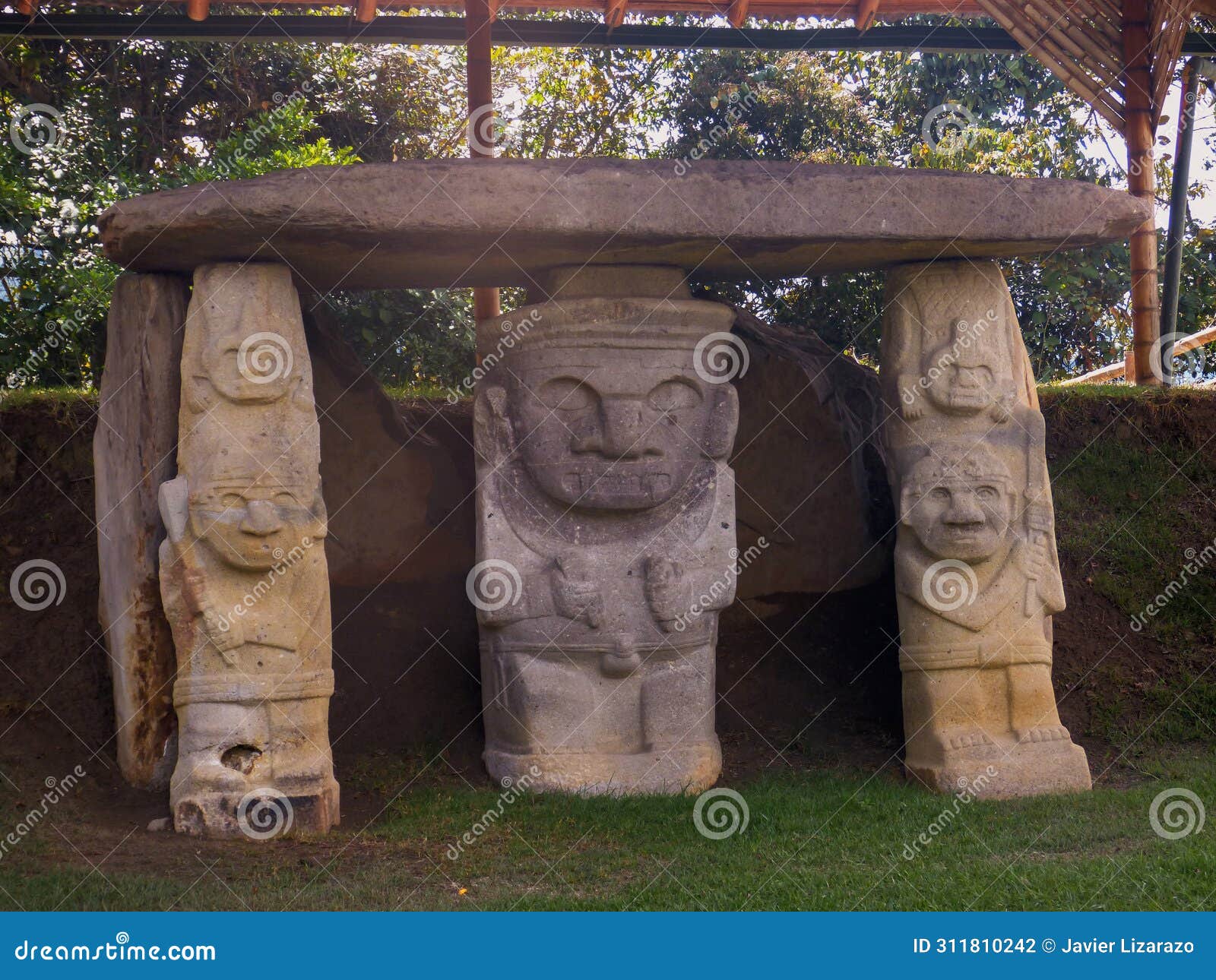 ancient religious monument and megalithic pre-columbian sculpture in san agustÃ­Â­n archaeological park