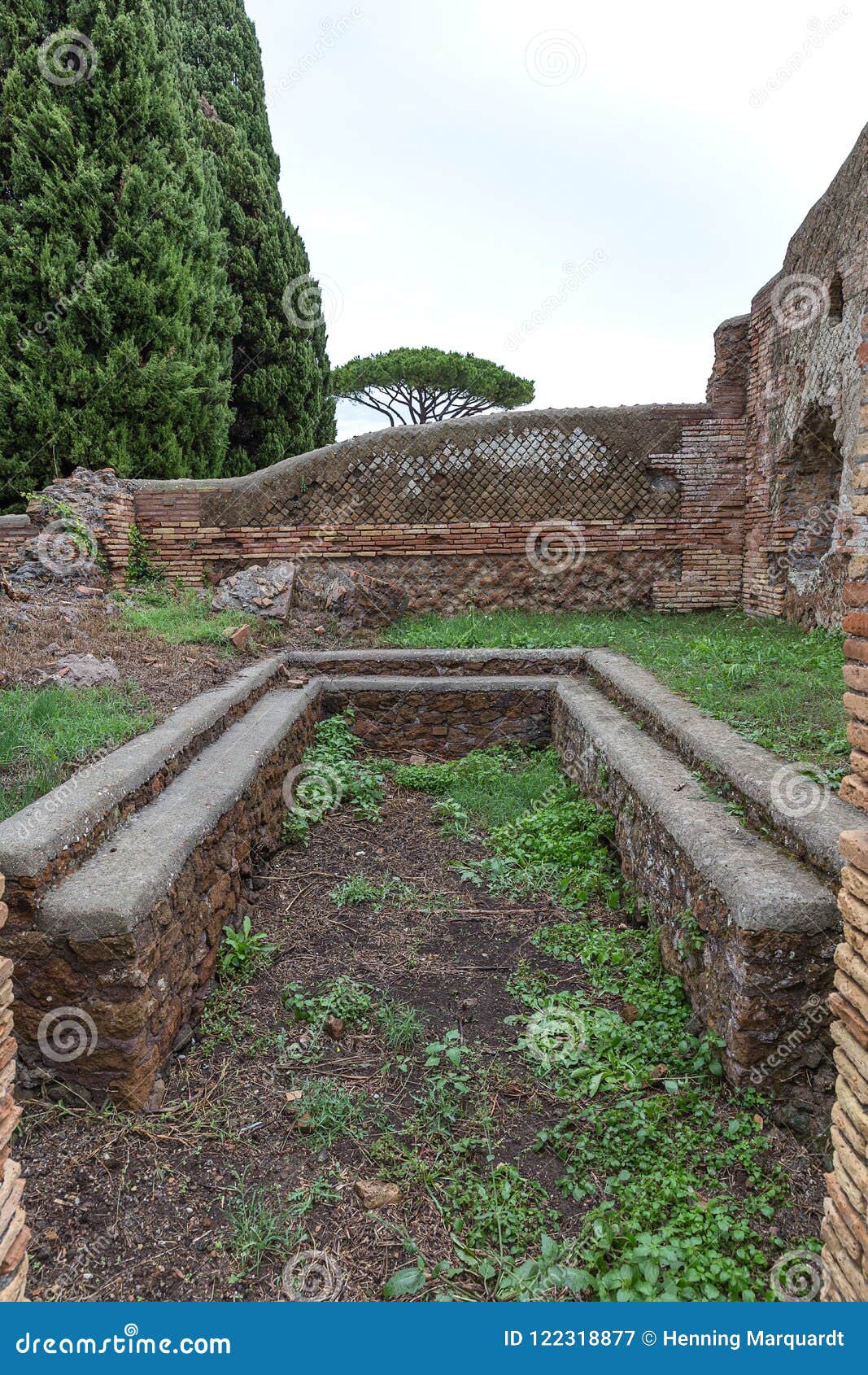 Ancient Remains of a Triclinum in Ostia Antica, Italy Stock Image ...