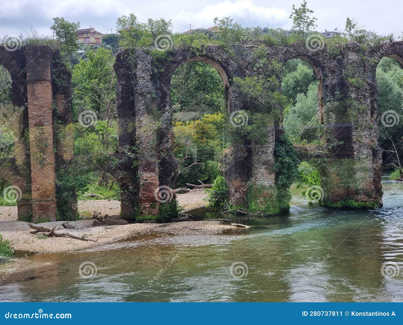 ancient roman aqueduct in the village of agios georgios preveza