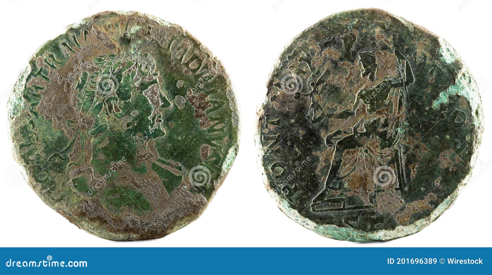 Ancient Roman Bronze Sestertius Coin of Emperor Hadrian Stock Image