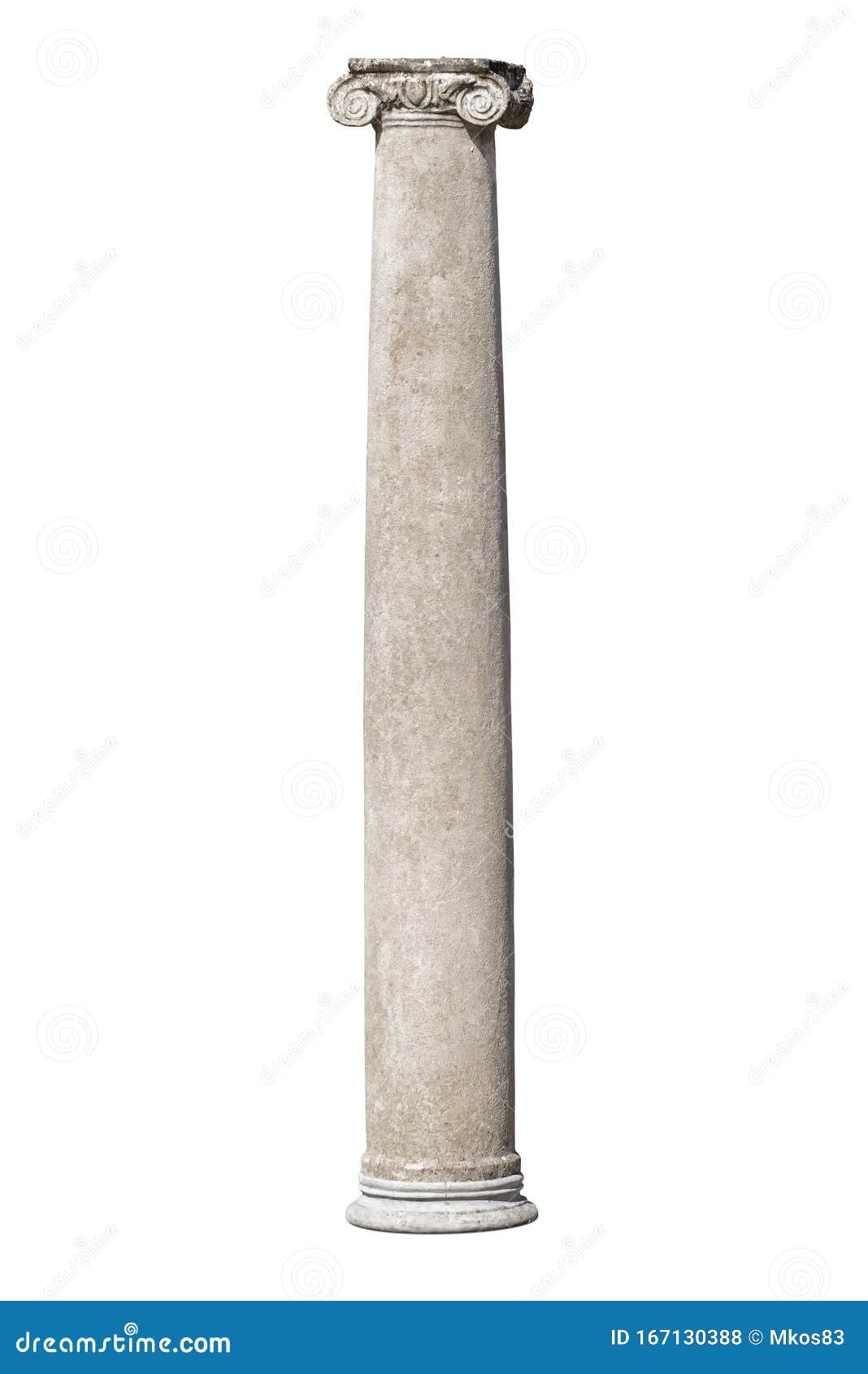 ancient roman column  on white background