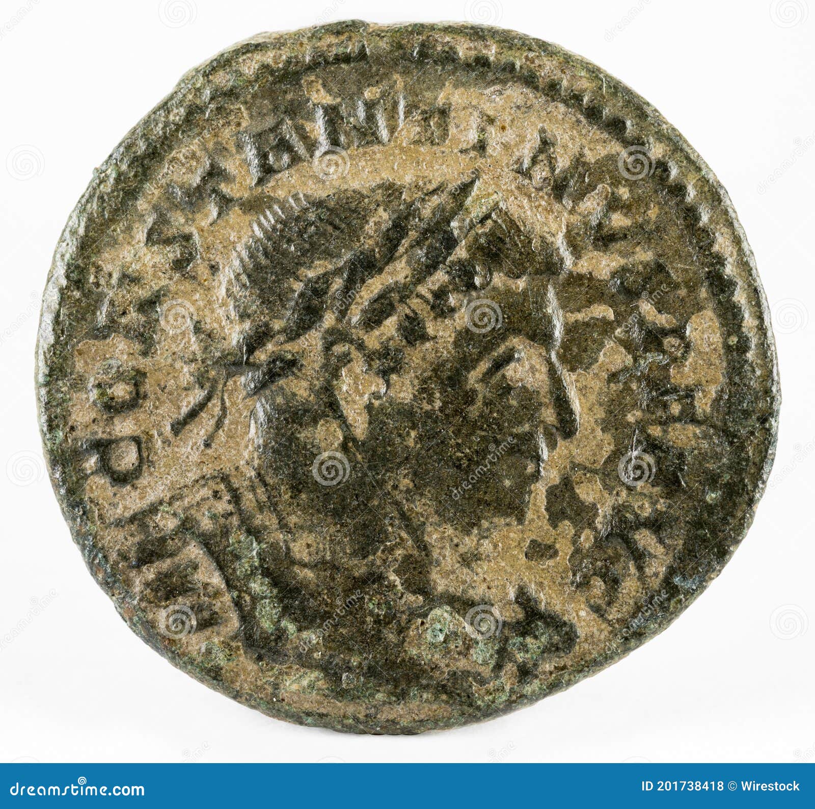 ancient roman copper coin of emperor constantine i magnus.
