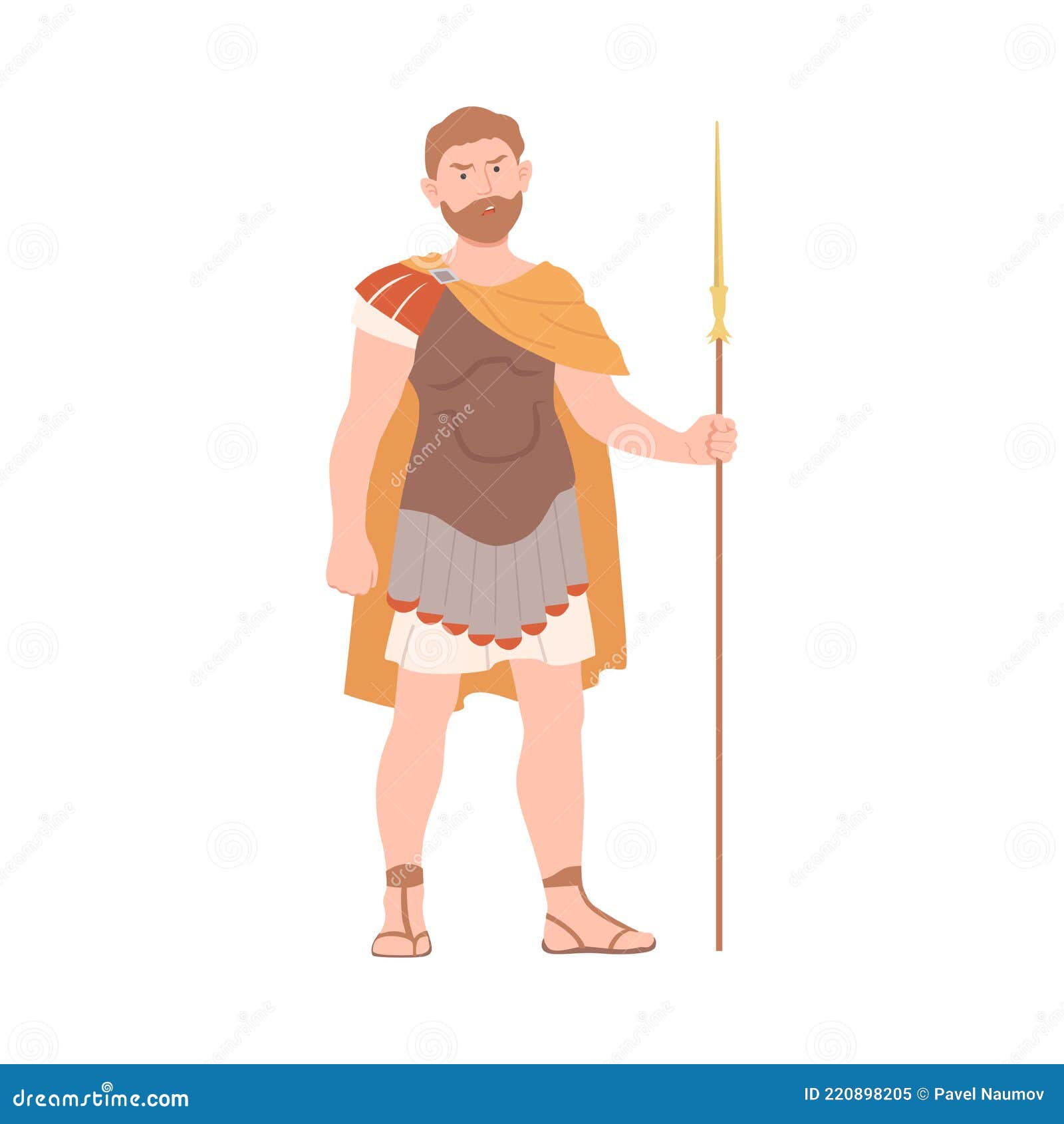 Ancient Roman Soldier or Greek Warrior Standing with Spear Vector ...