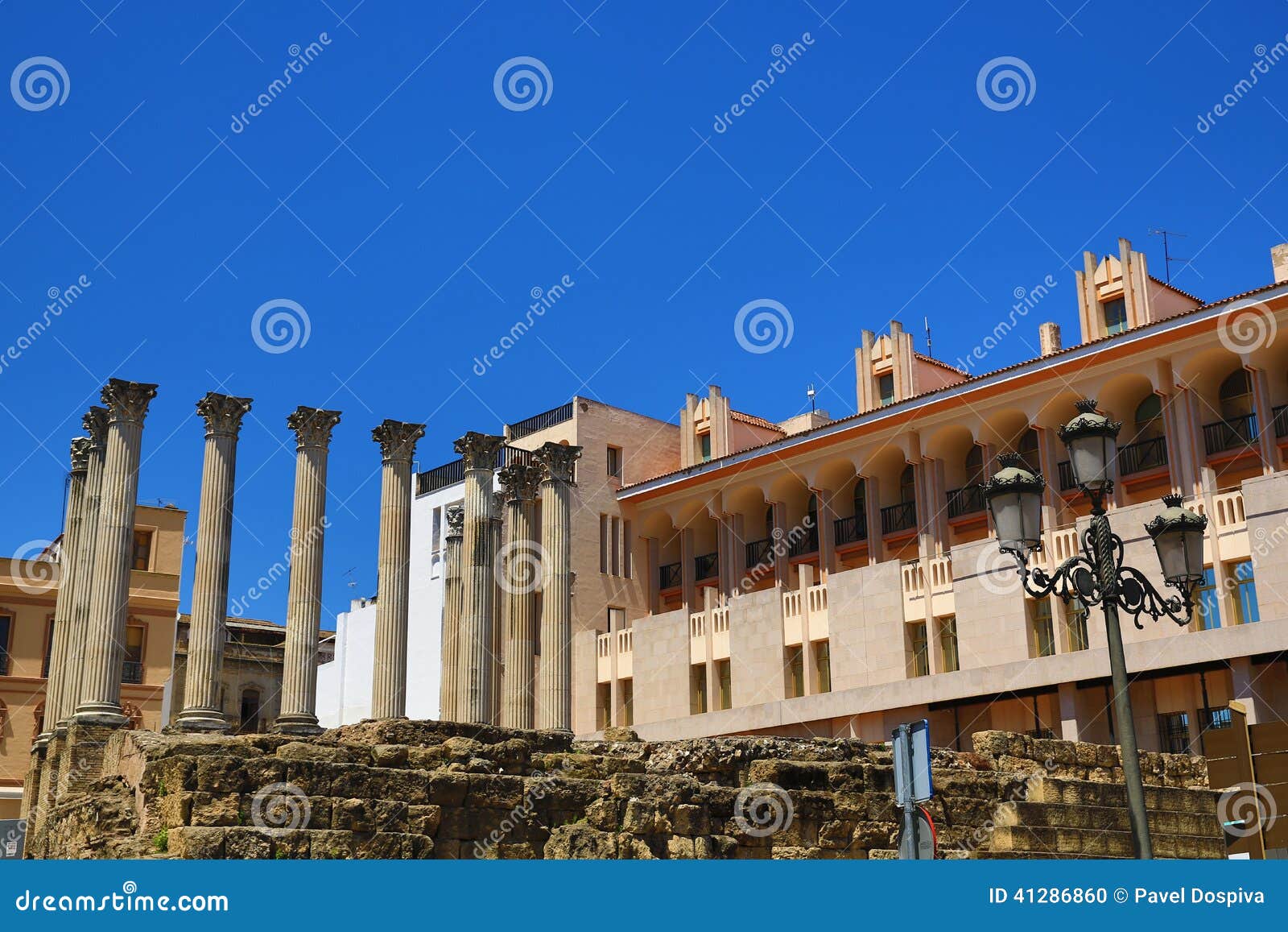 ancient roman temple templo de culto imperial in cordoba, andalusia, spain