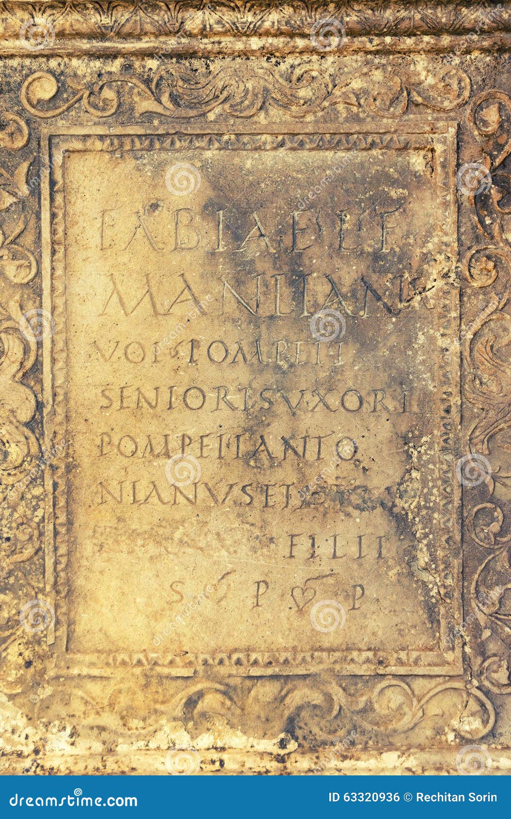 Ancient Roman Text Engraved on a Stone Stock Photo - Image of forum