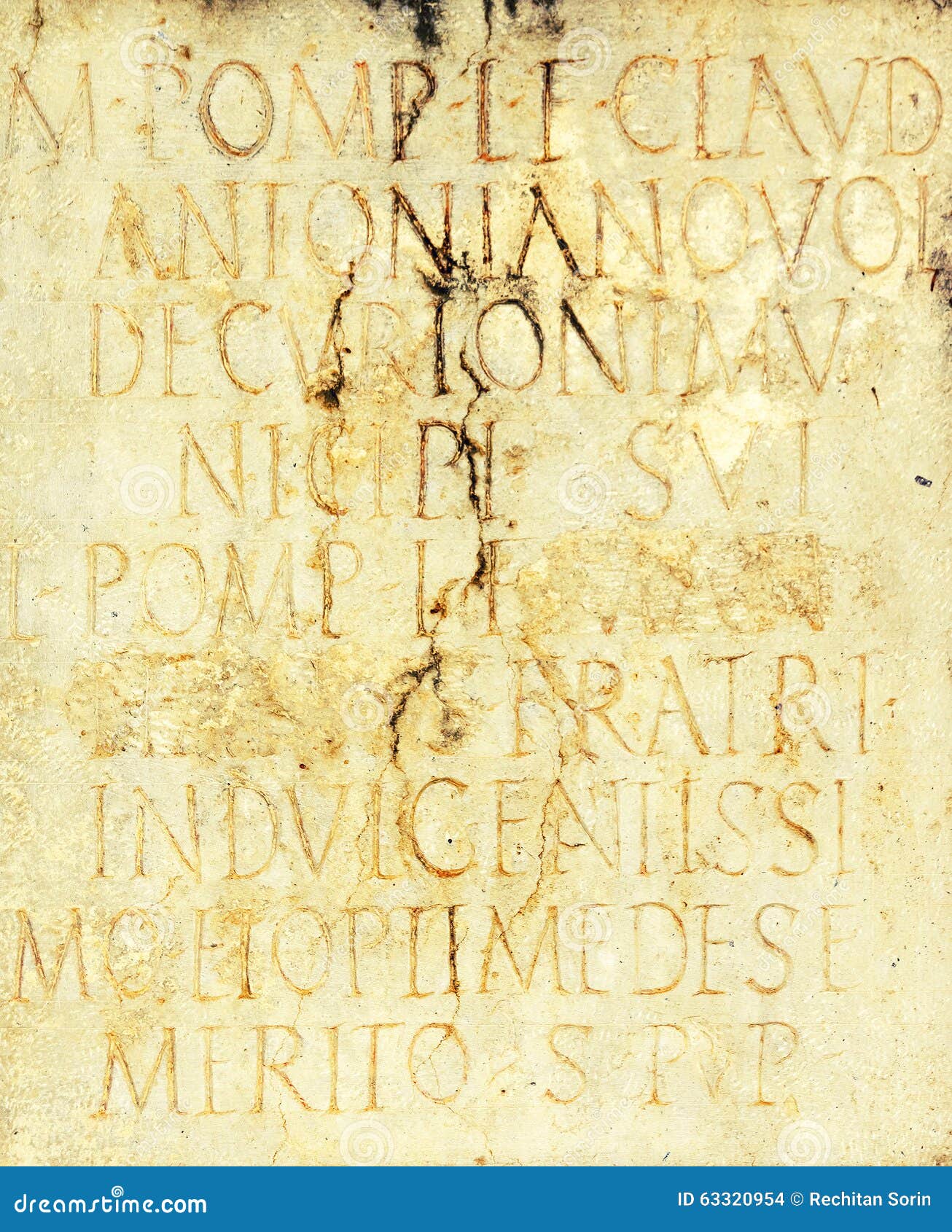 Ancient Roman Text Engraved on a Stone Stock Photo - Image of gothic