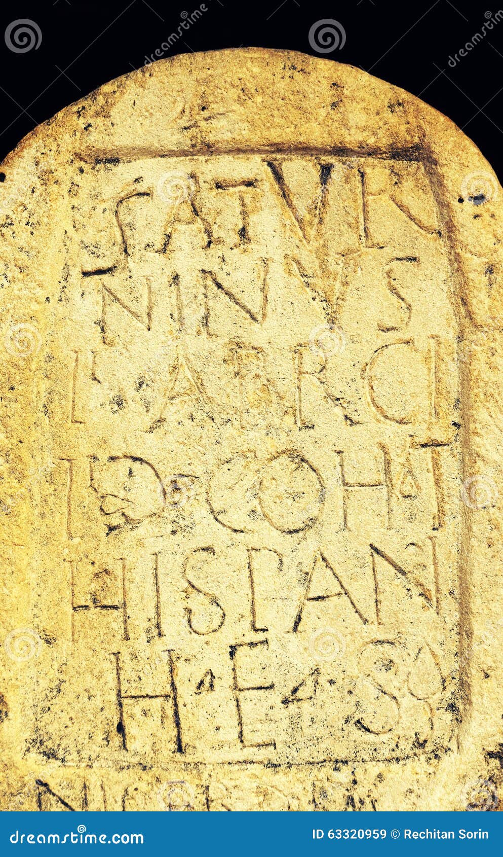 Ancient Roman Text Engraved on a Stone Stock Image - Image of aged
