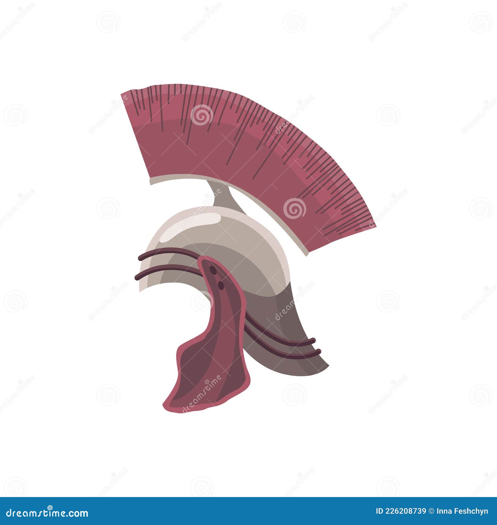 Ancient Rome Centurion Helmet with the Crest in Vector. Head Protection