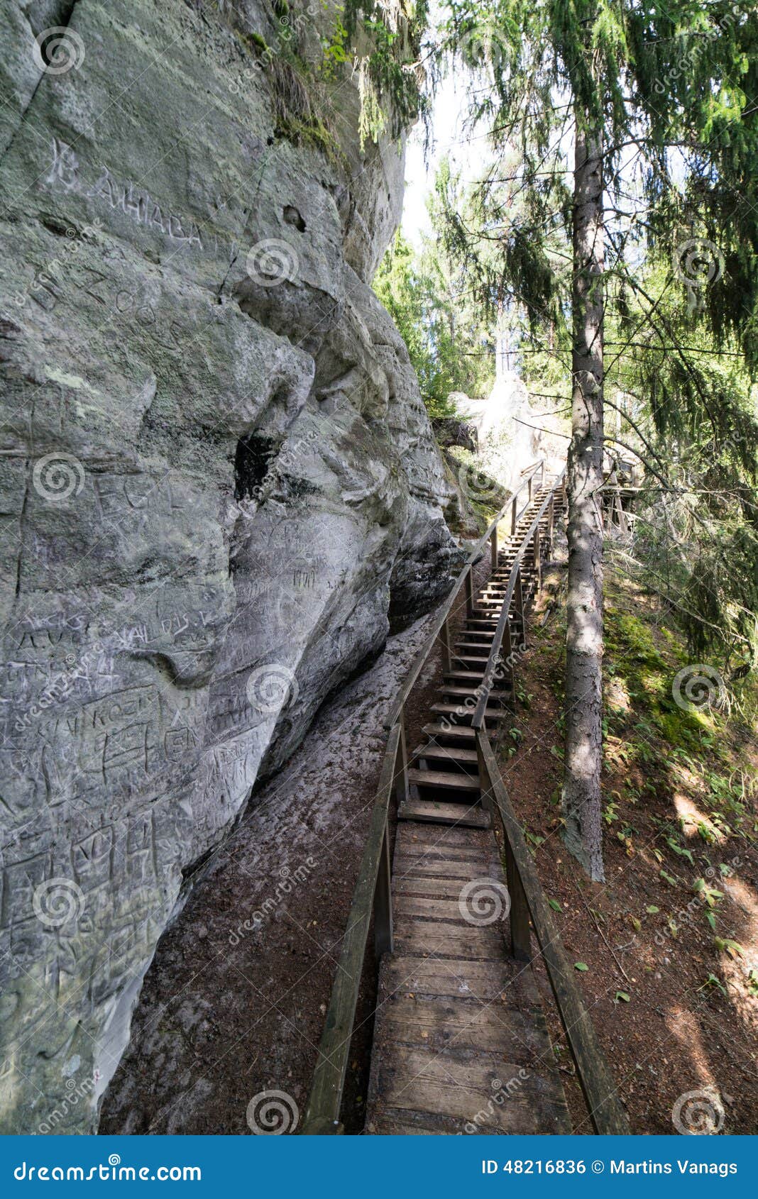 ancient sandstone cliffs in the gaujas national park, latvia