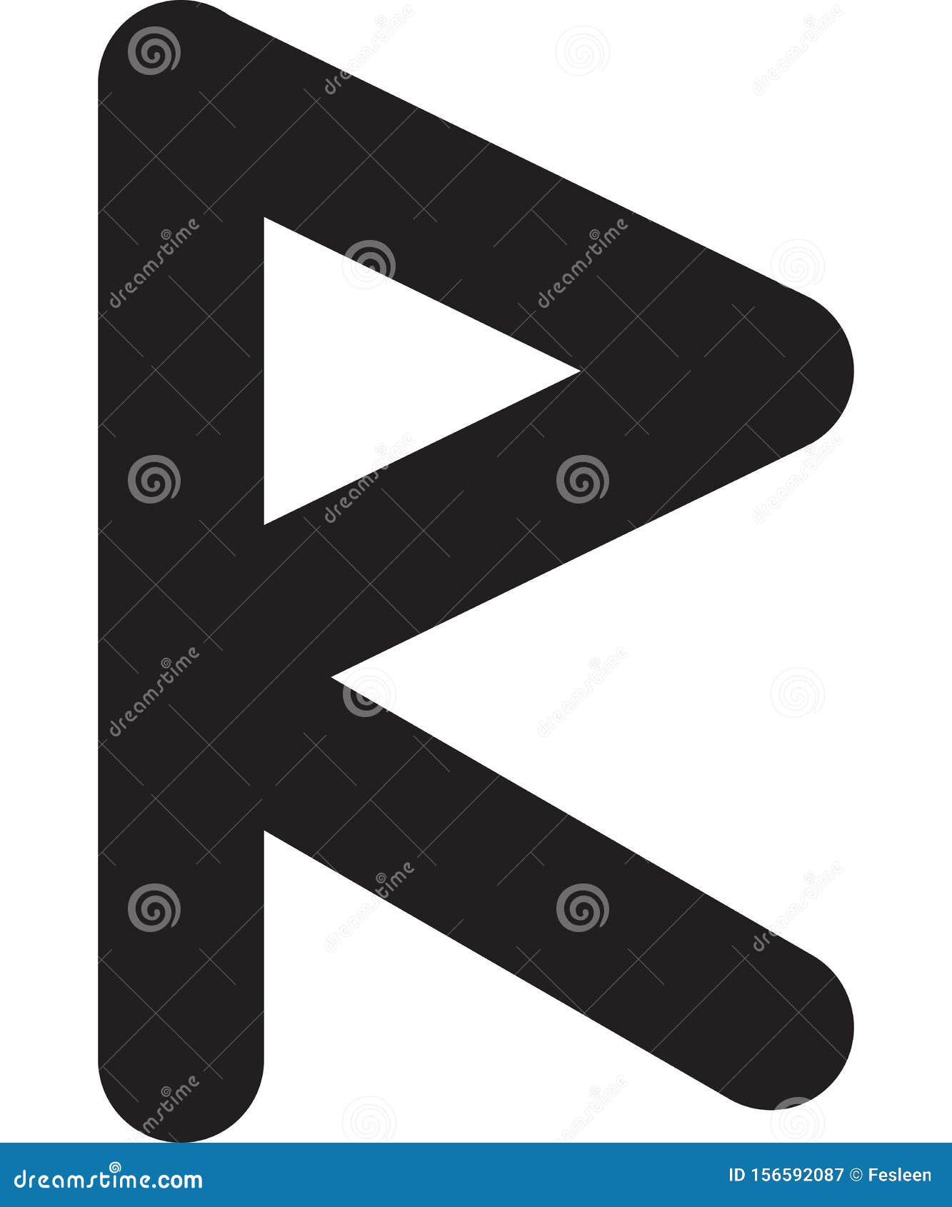 ancient scandinavic rune raido. viking futhark alphabet. flat black line icon. graphic .  