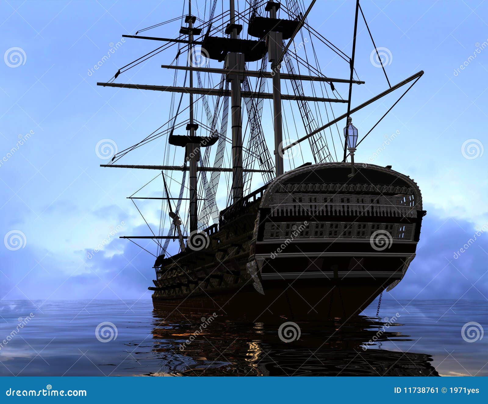 The ancient ship stock illustration. Image of voyage 