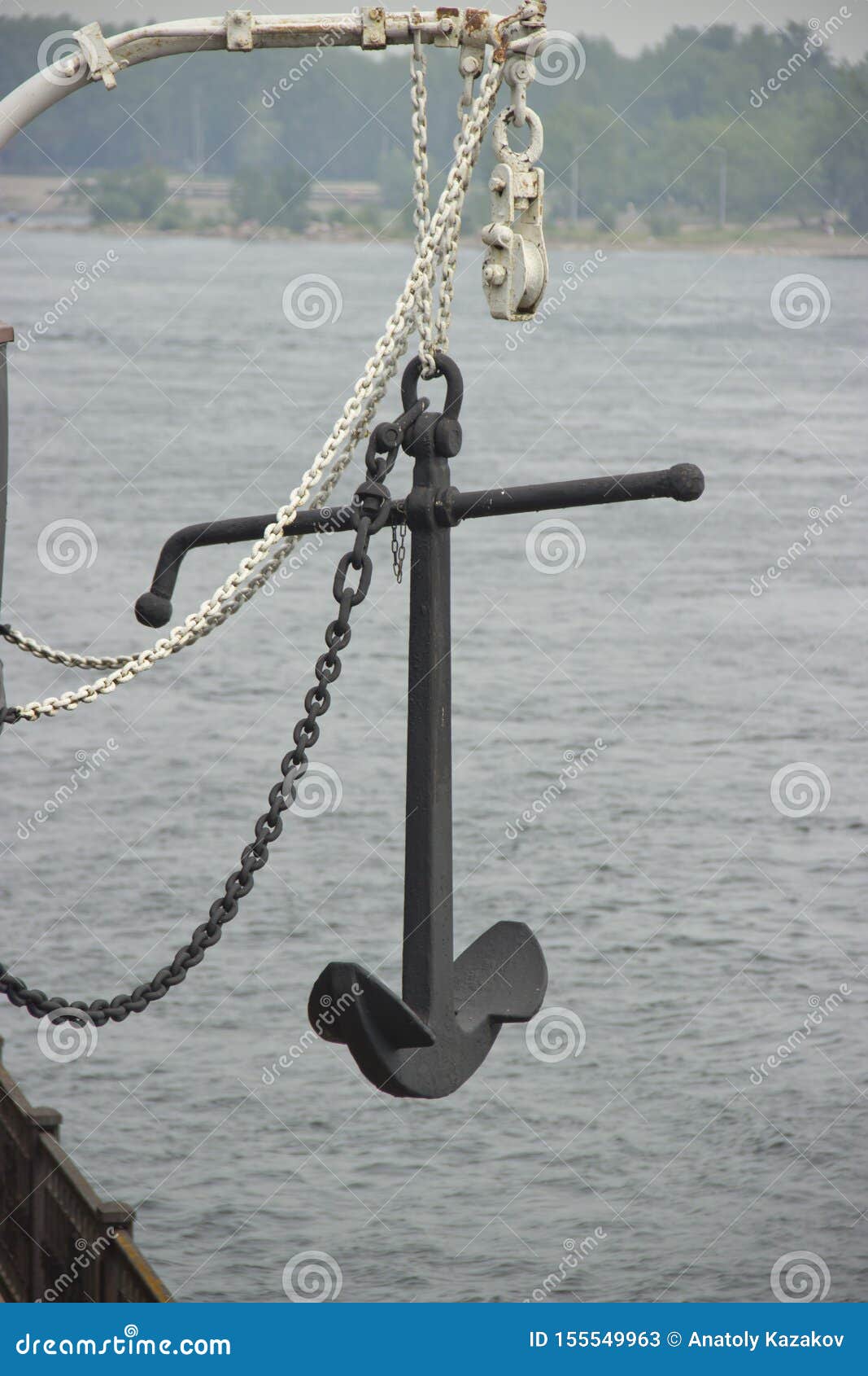 Ancient Ship Anchor Hanging Over the Water Stock Image - Image of