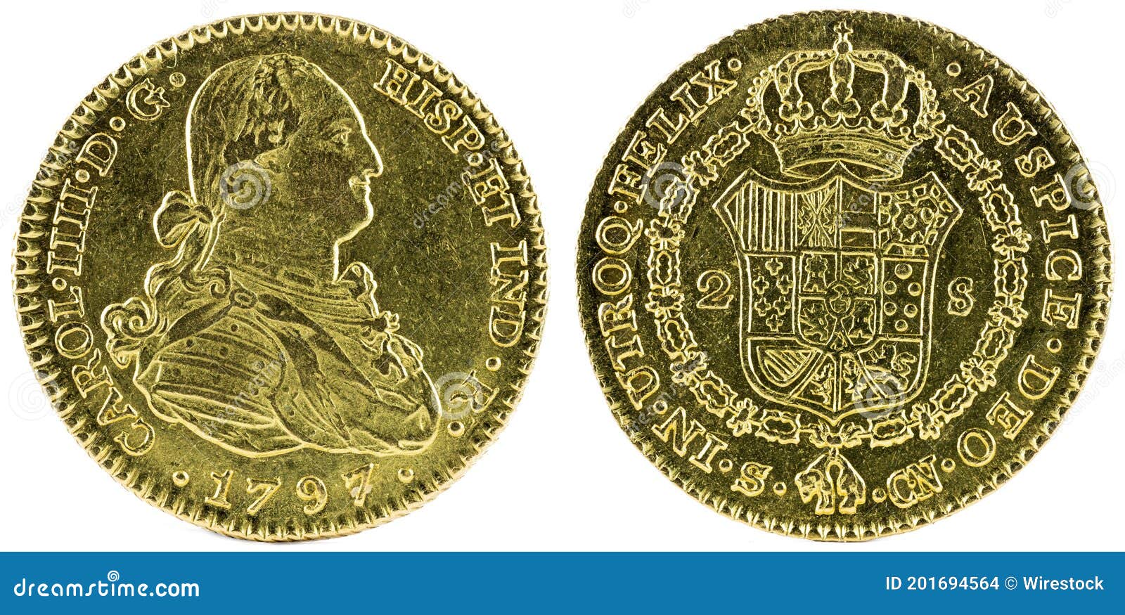 Ancient Spanish Gold Coin of King Carlos IV Stock Photo Image of