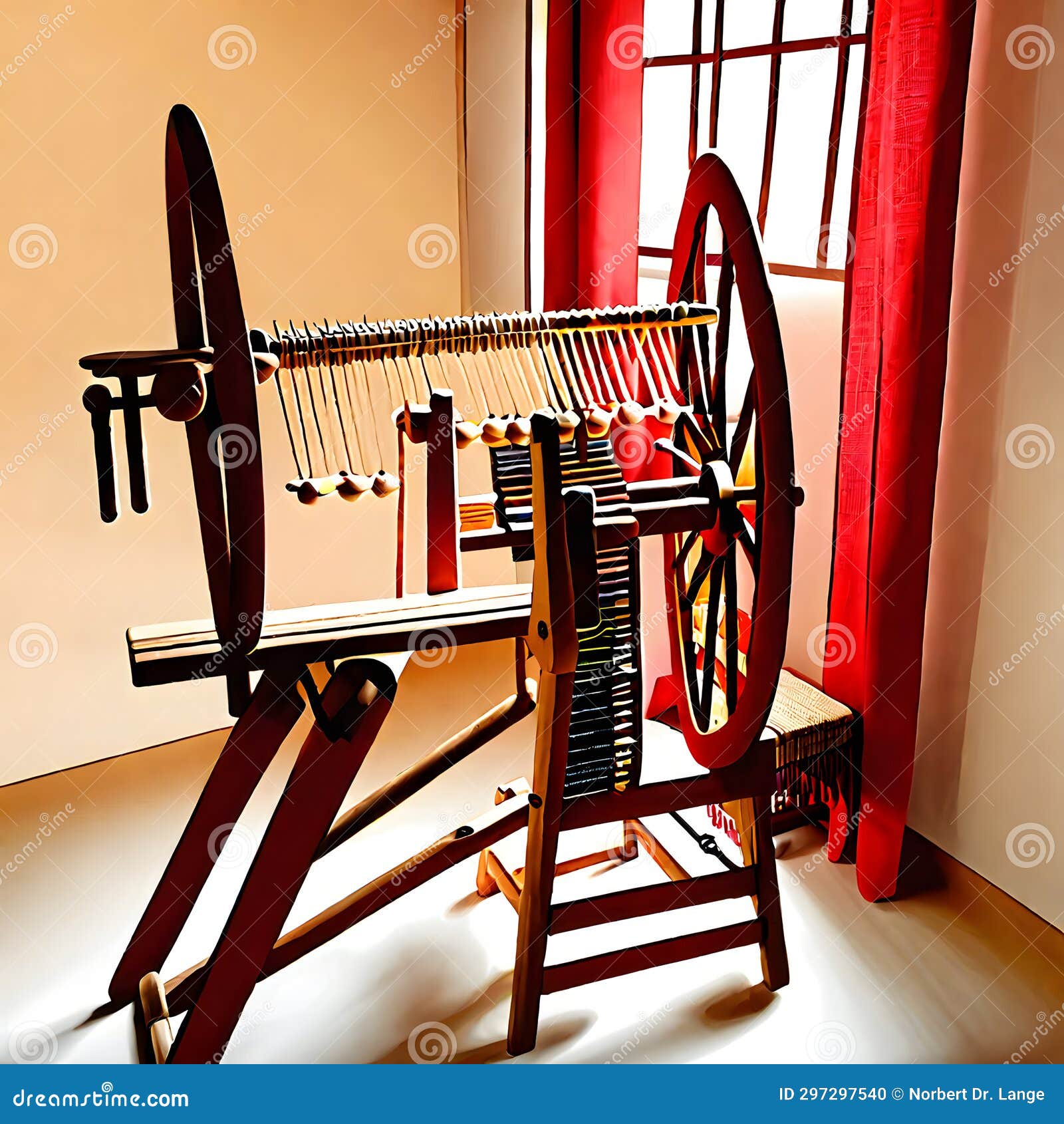 Ancient Spinning Wheel , AIgeneratet Stock Photo Image of tools