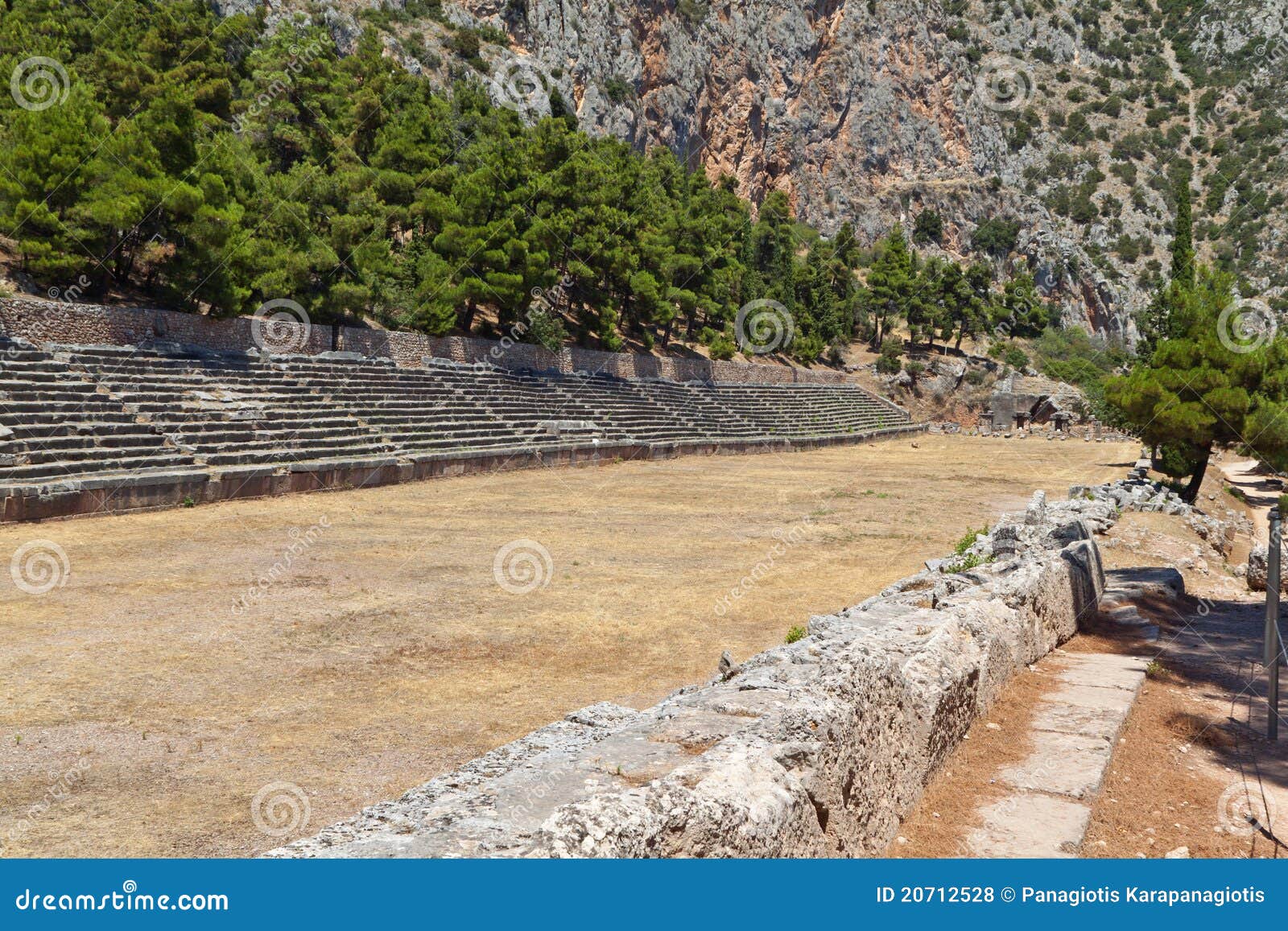 ancient stadium at delfi in greece