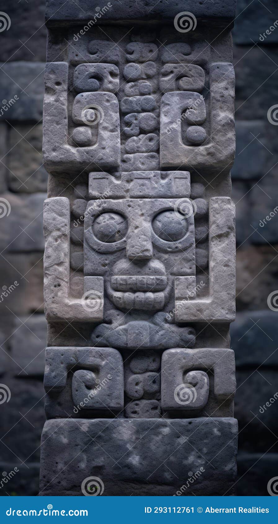 an ancient stone structure with a face on it