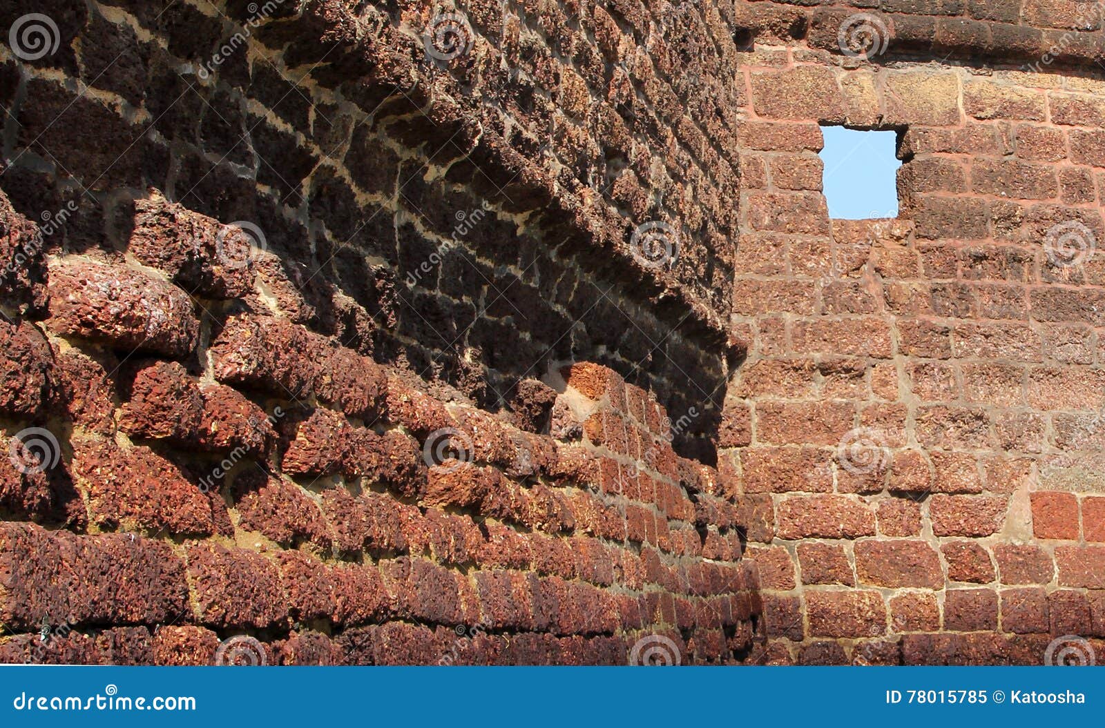 Ancient Stone Wall of Aguada Fort, Goa, India Stock Image Image of