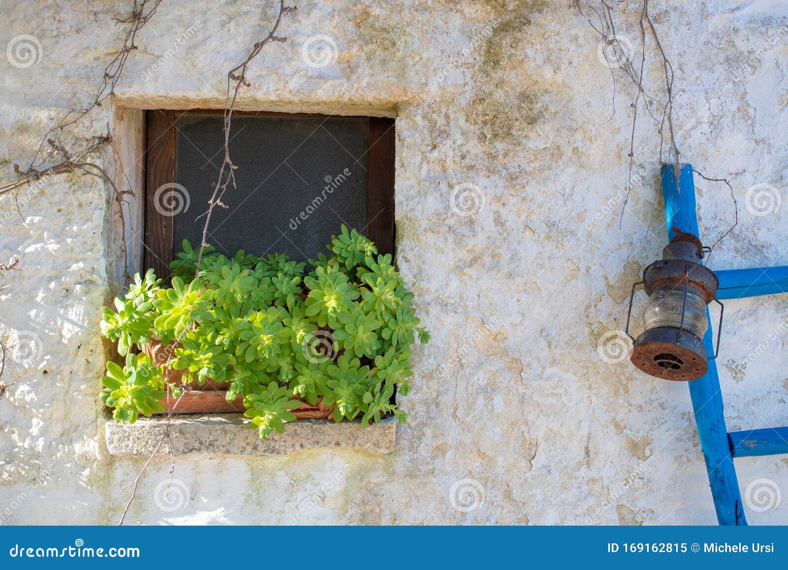 Ancient Stone Window of an Old White Stone House Stock Image - Image of ...