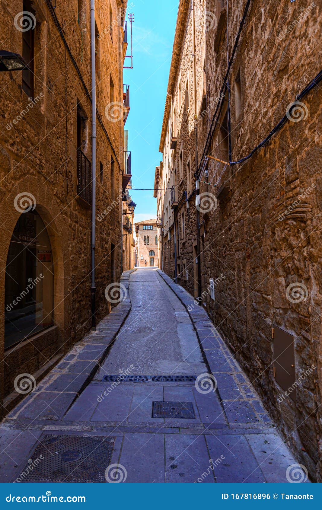 ancient street in historic center of solsona,catalonia.