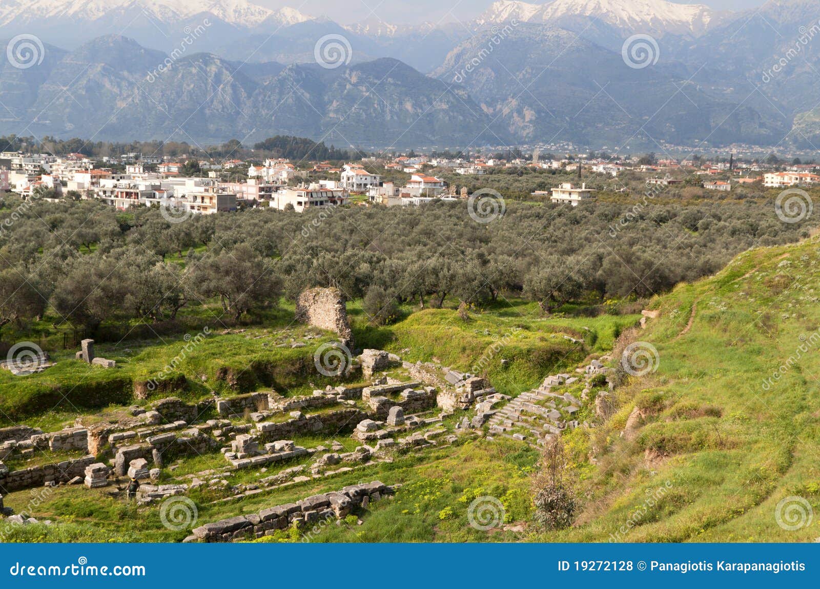 Ancient Theater And City Of Sparta, Greece Royalty Free Stock Photos