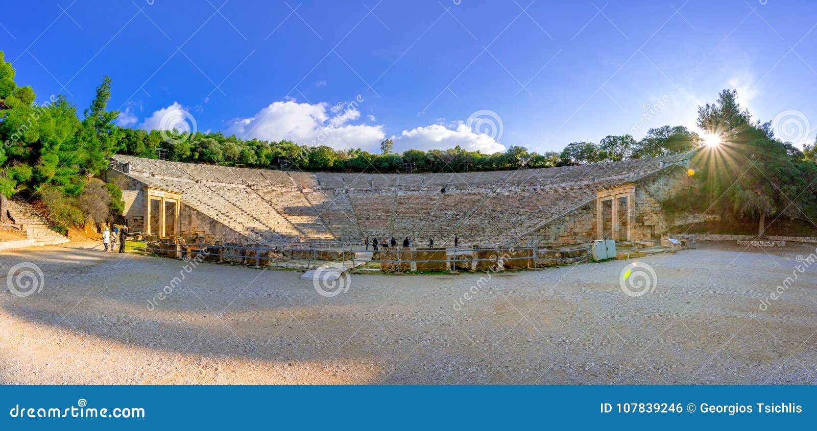 the ancient theater of epidaurus or `epidavros`, argolida prefecture, peloponnese.