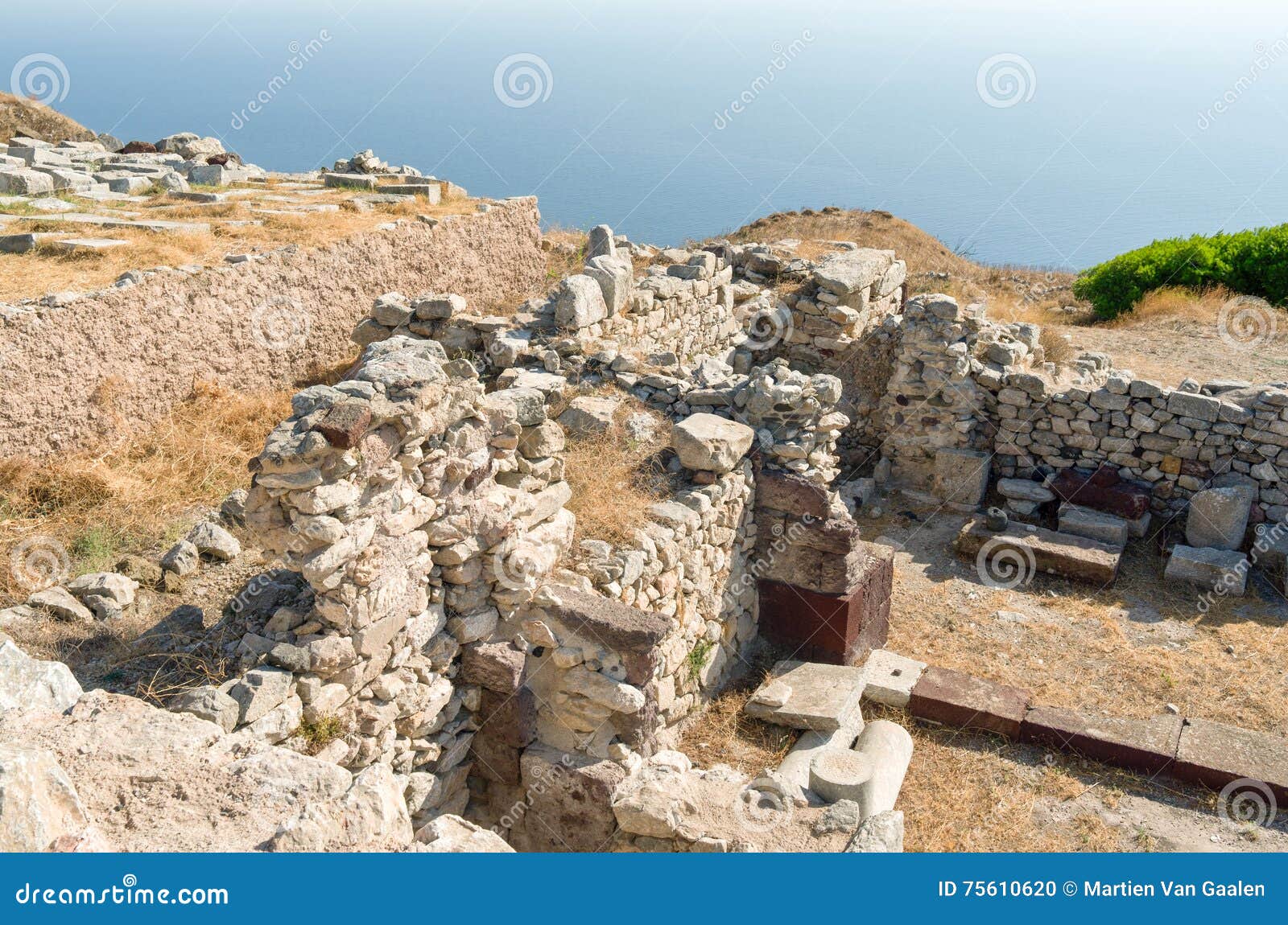 Ancient Thera on Santorini. Stock Photo - Image of architecture, ruin