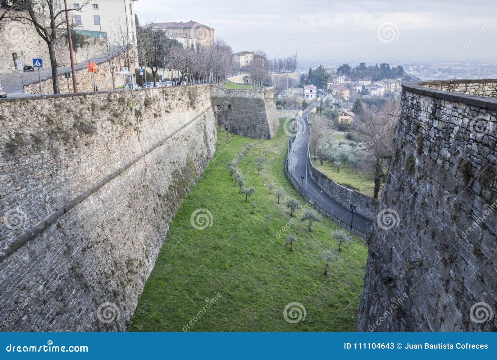 ancient venetian walls, historic area citta alta of bergamo,lom