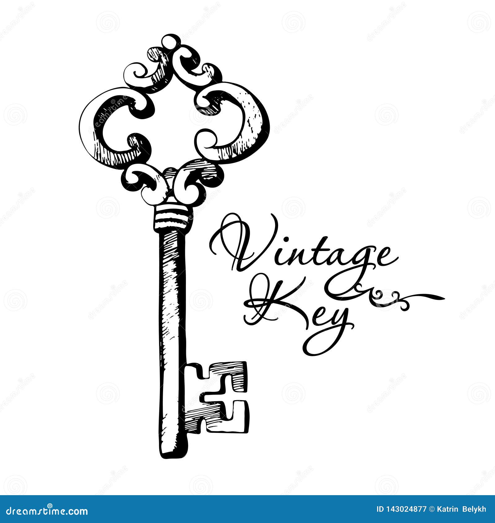 Vintage keys ink sketches set. - Stock Illustration [99187048] - PIXTA