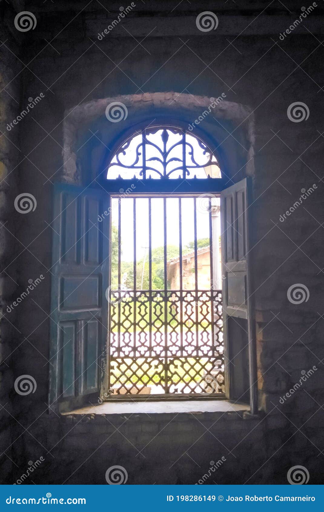 ancient waal of bricks and window at floresta nacional fazenda ipanema, sao paulo, brazil. picture frame