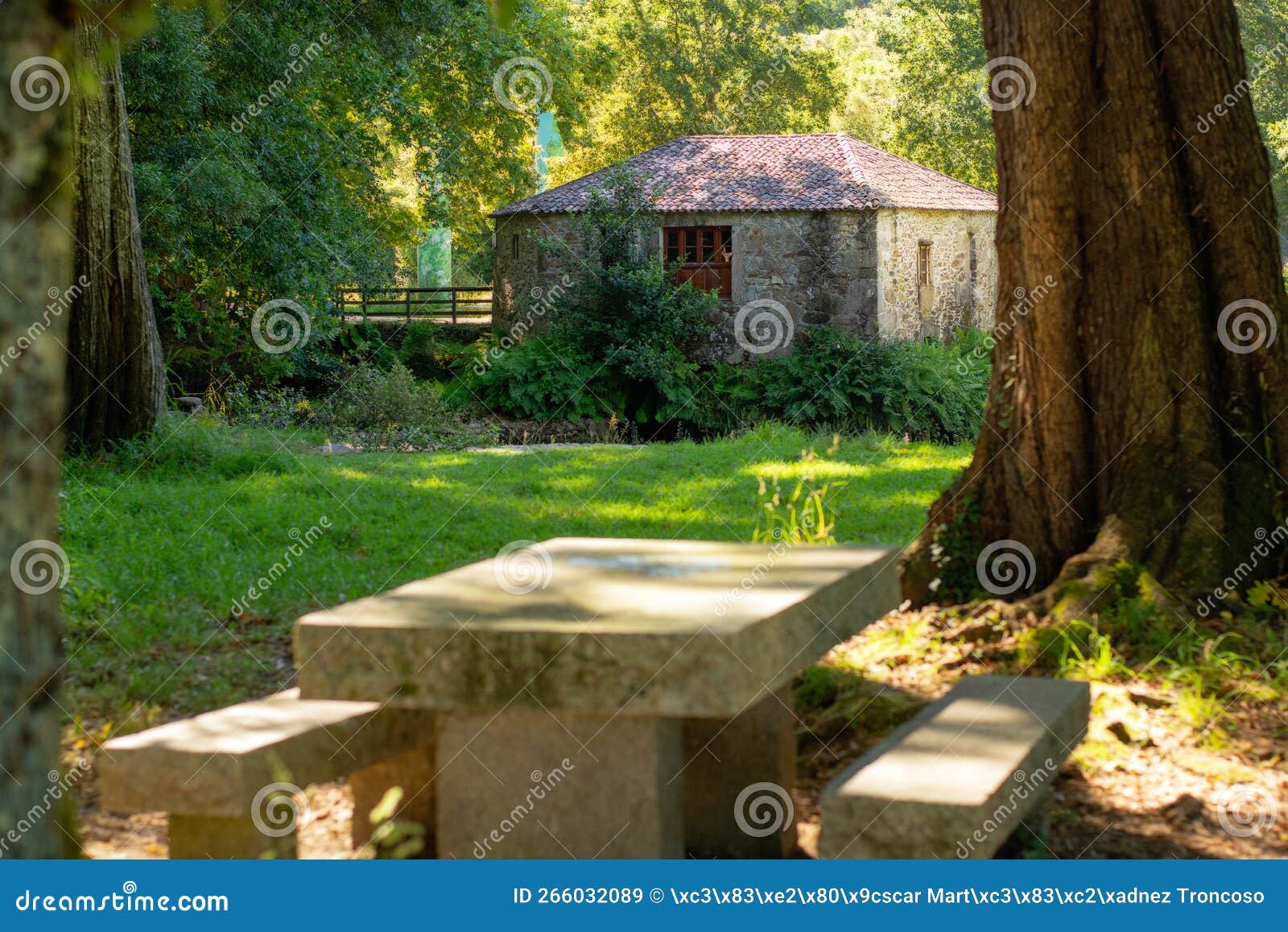 ancient water mill in tamuxe or carballas river in o rosal.