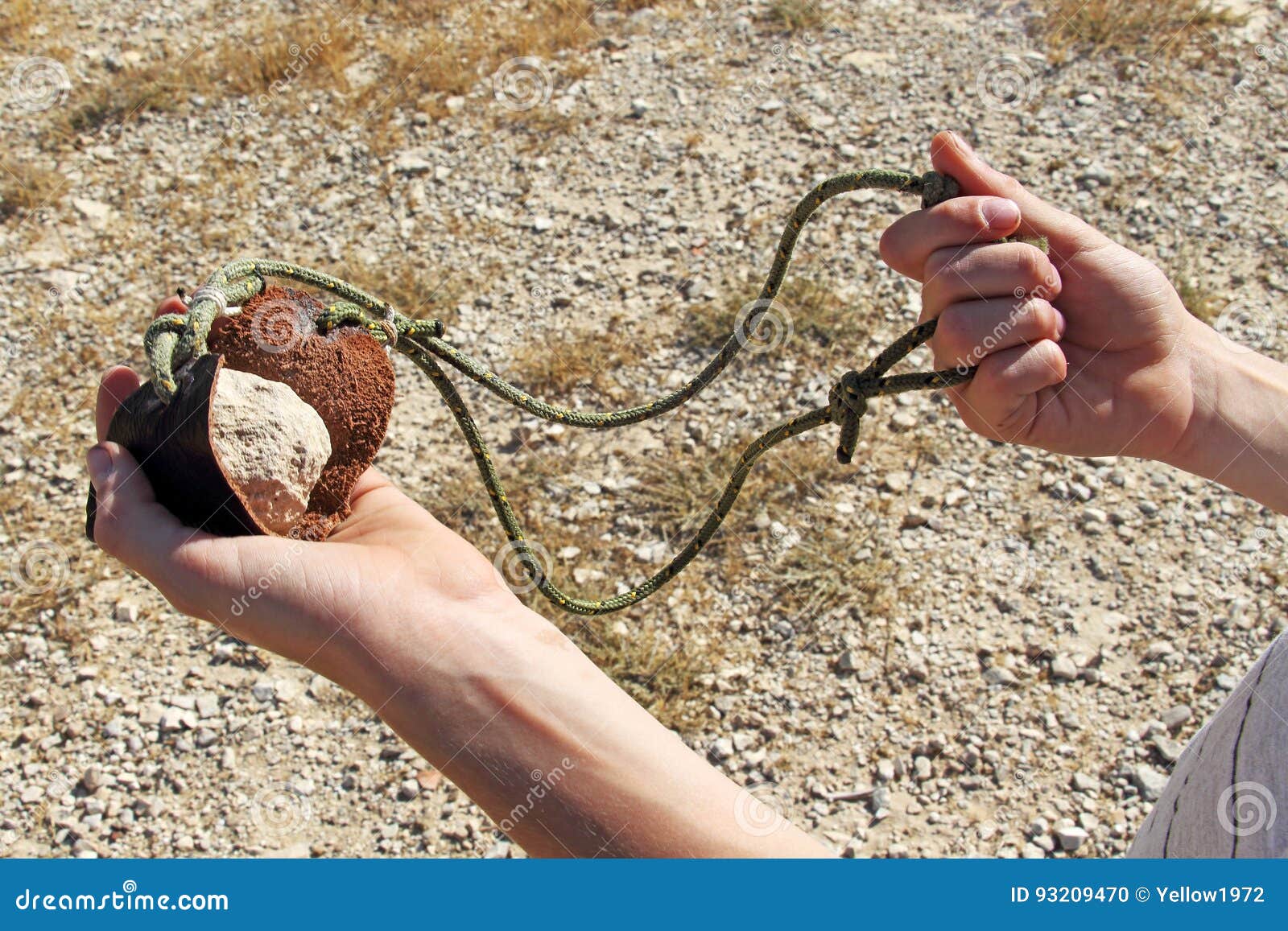 Ancient Weapon - Sling for Stone Throwing. Stock Photo - Image of story,  stone: 93209470