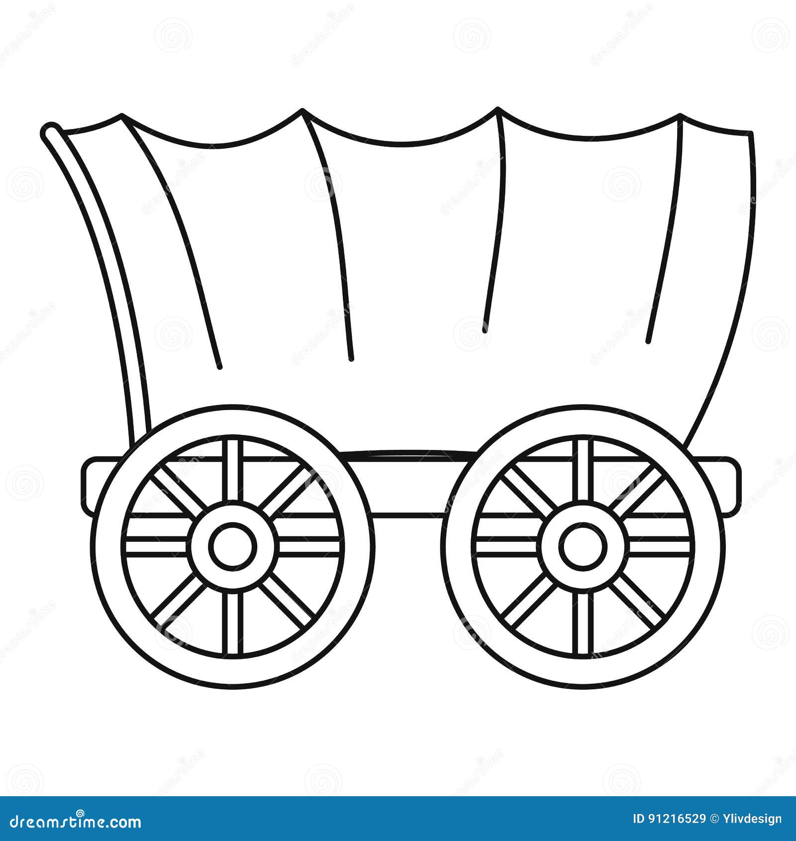 Ancient Western Covered Wagon Icon, Outline Style Stock Vector