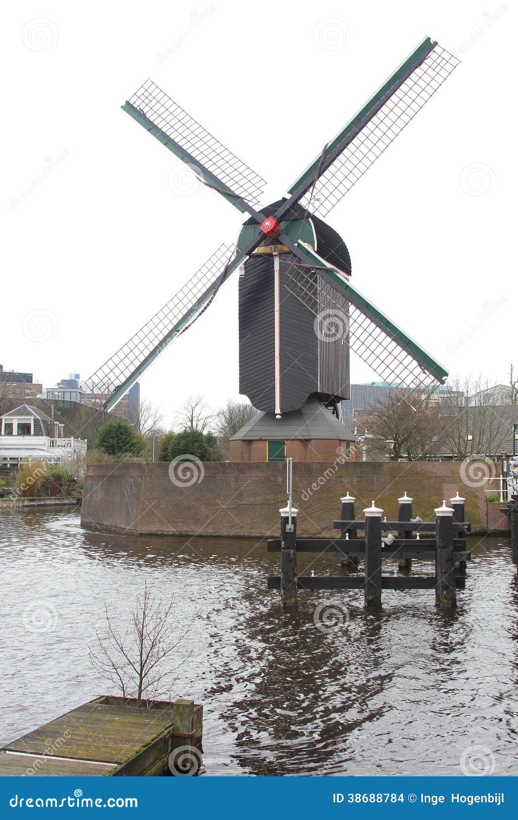 Ancient Windmill De Put In The City Of Leiden Netherlands Editorial Stock Image Image Of 