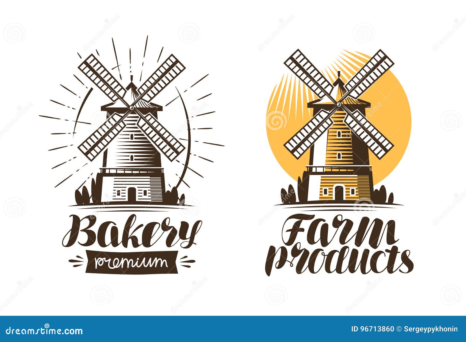 ancient windmill, mill logo or label. agriculture, farming, agribusiness icon. vintage  