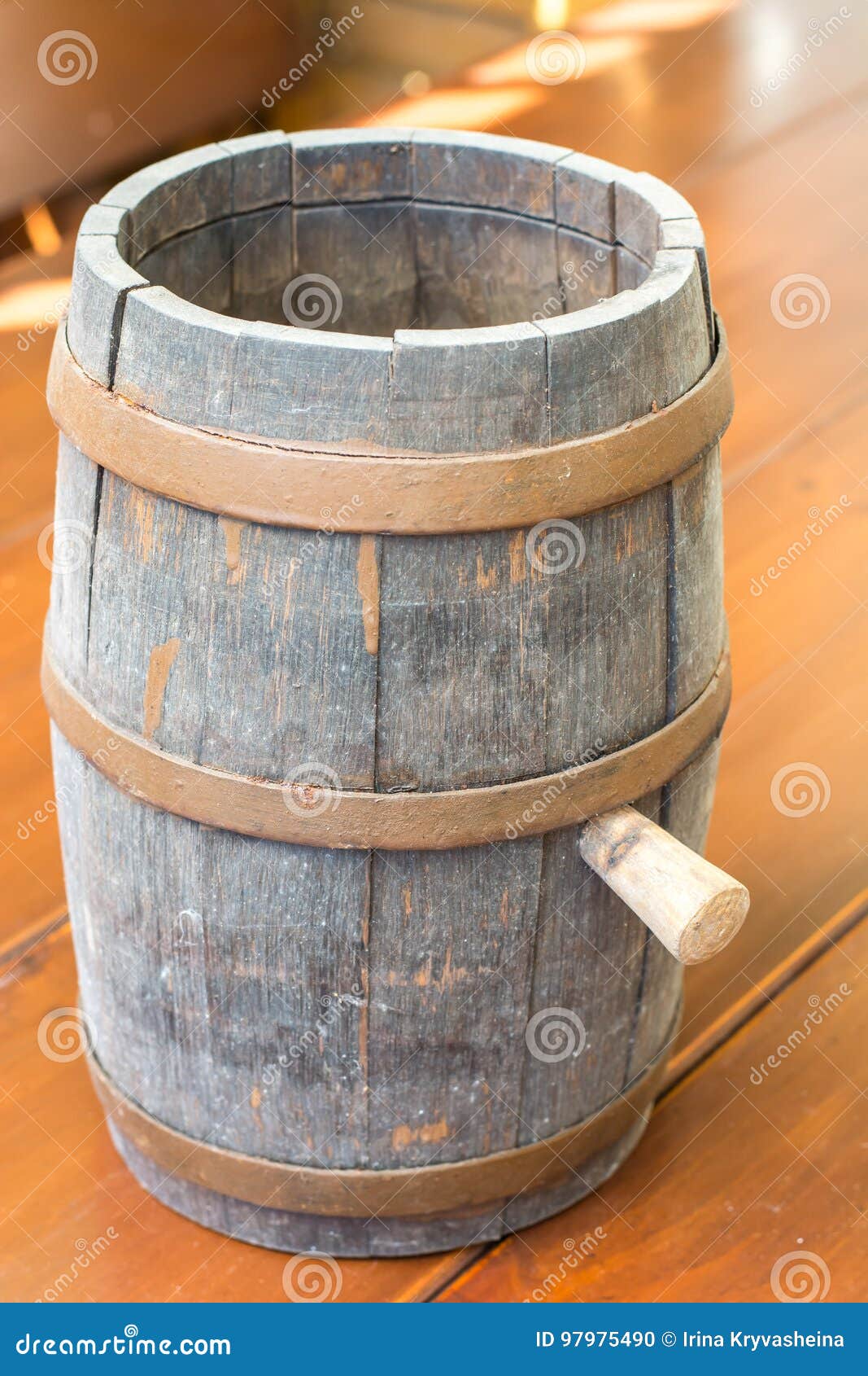 Ancient Wooden Barrel For Beer On The Table Stock Photo Image Of