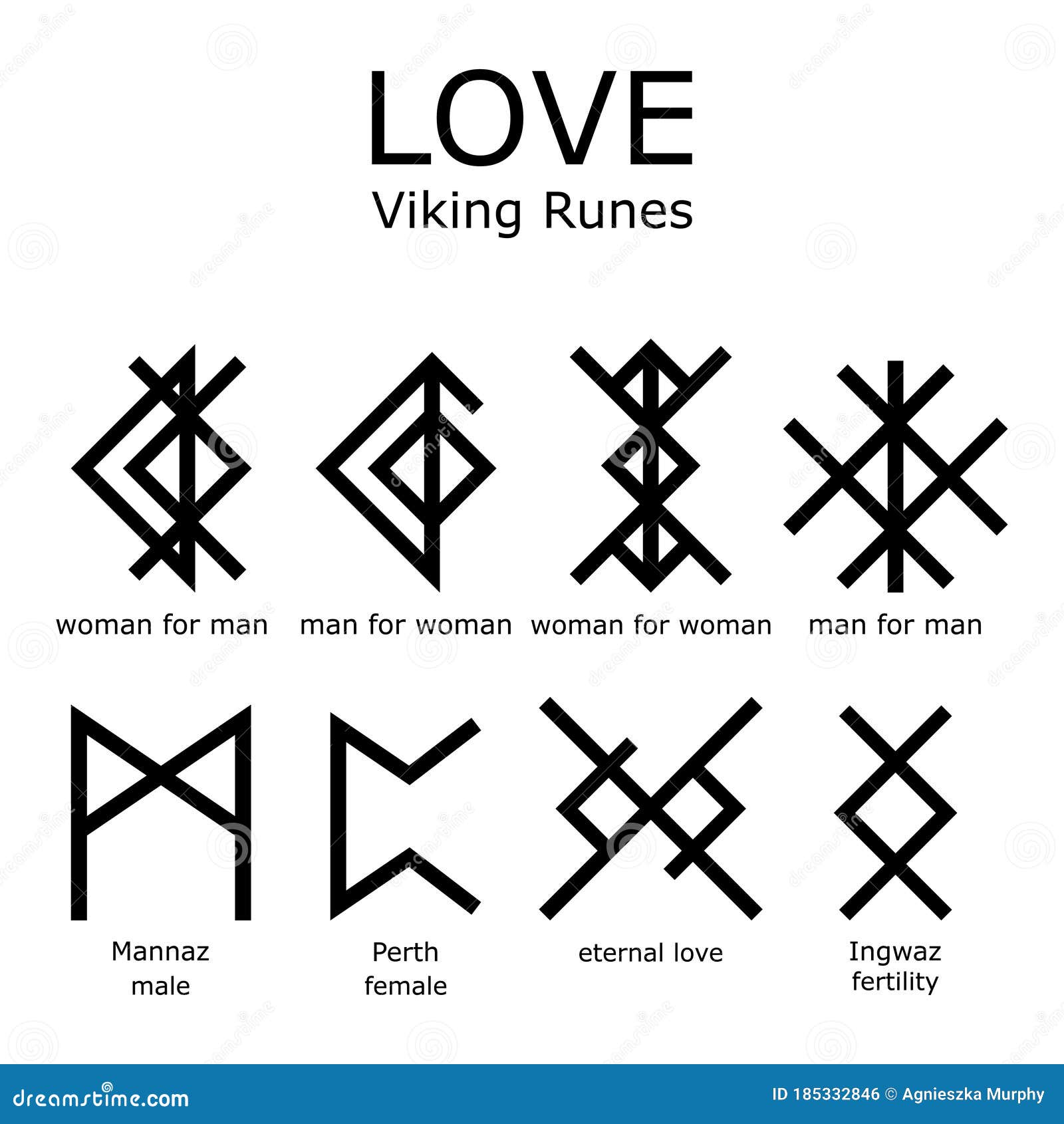 Love Viking Runes Vector Set Bind Runes And Runnic Sript Relationship Couple Male And Female Symbols Design Stock Vector Illustration Of Fertility Futhark