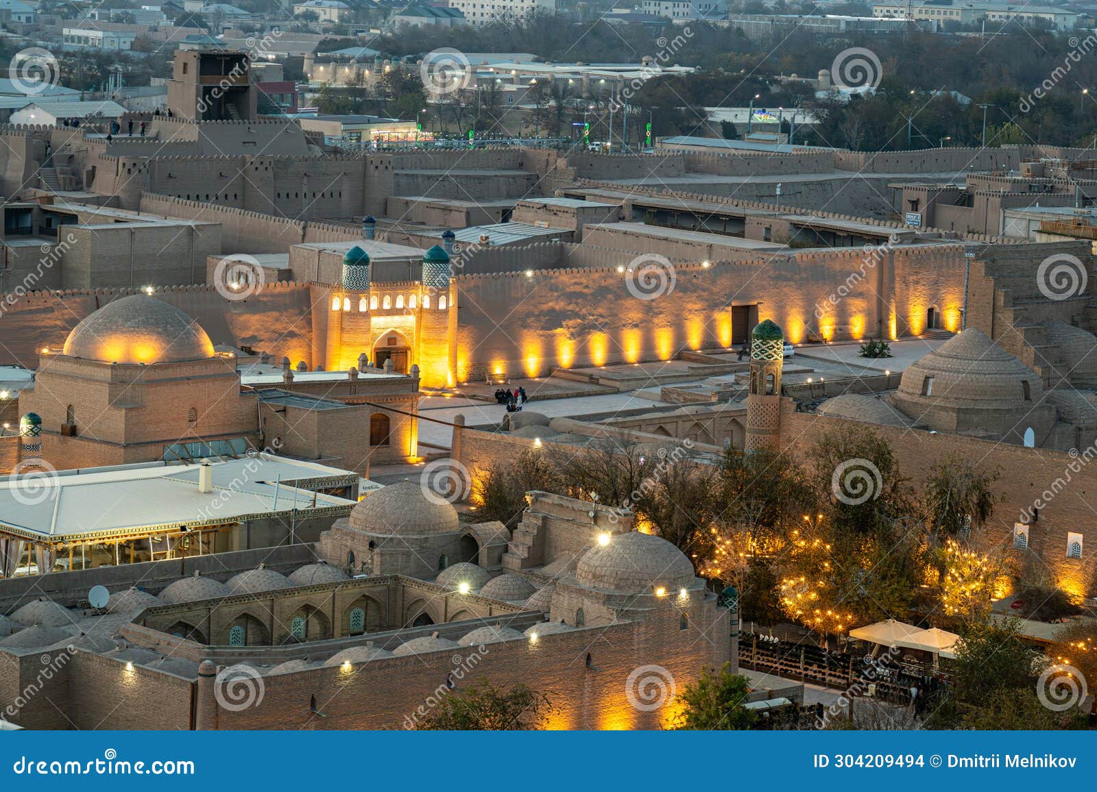 the ancient zindan building and entrance gate to the fortress in the city of khiva in khorezm. kohna ark gates of the