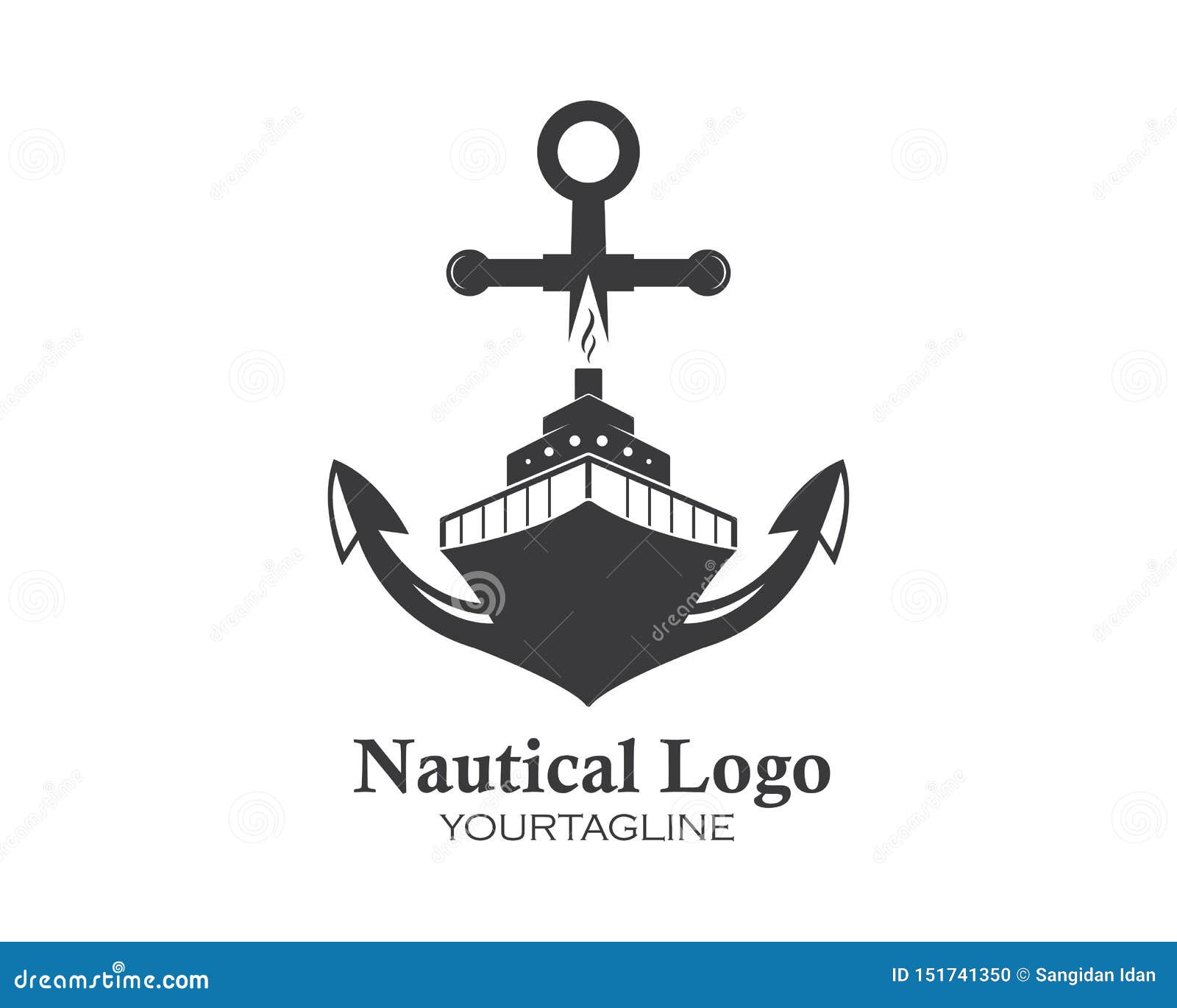 Ancla Del Icono Del Vector De Logo Template Del Barco De Cruceros