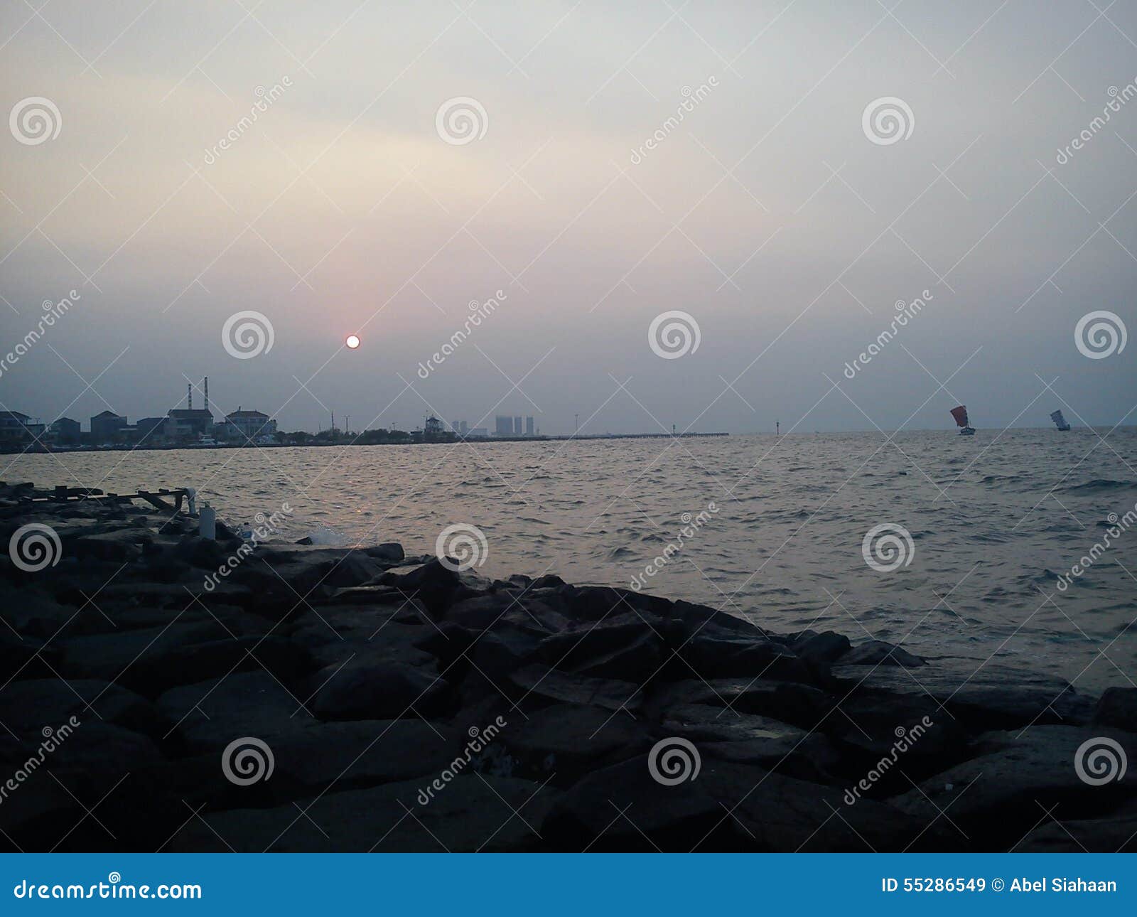 ancol beach jakarta indonesia sunset