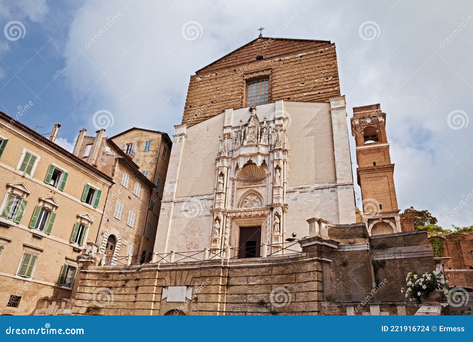 ancona, marche, italy: the ancient church san francesco alle scale with the beautiful gothic portal