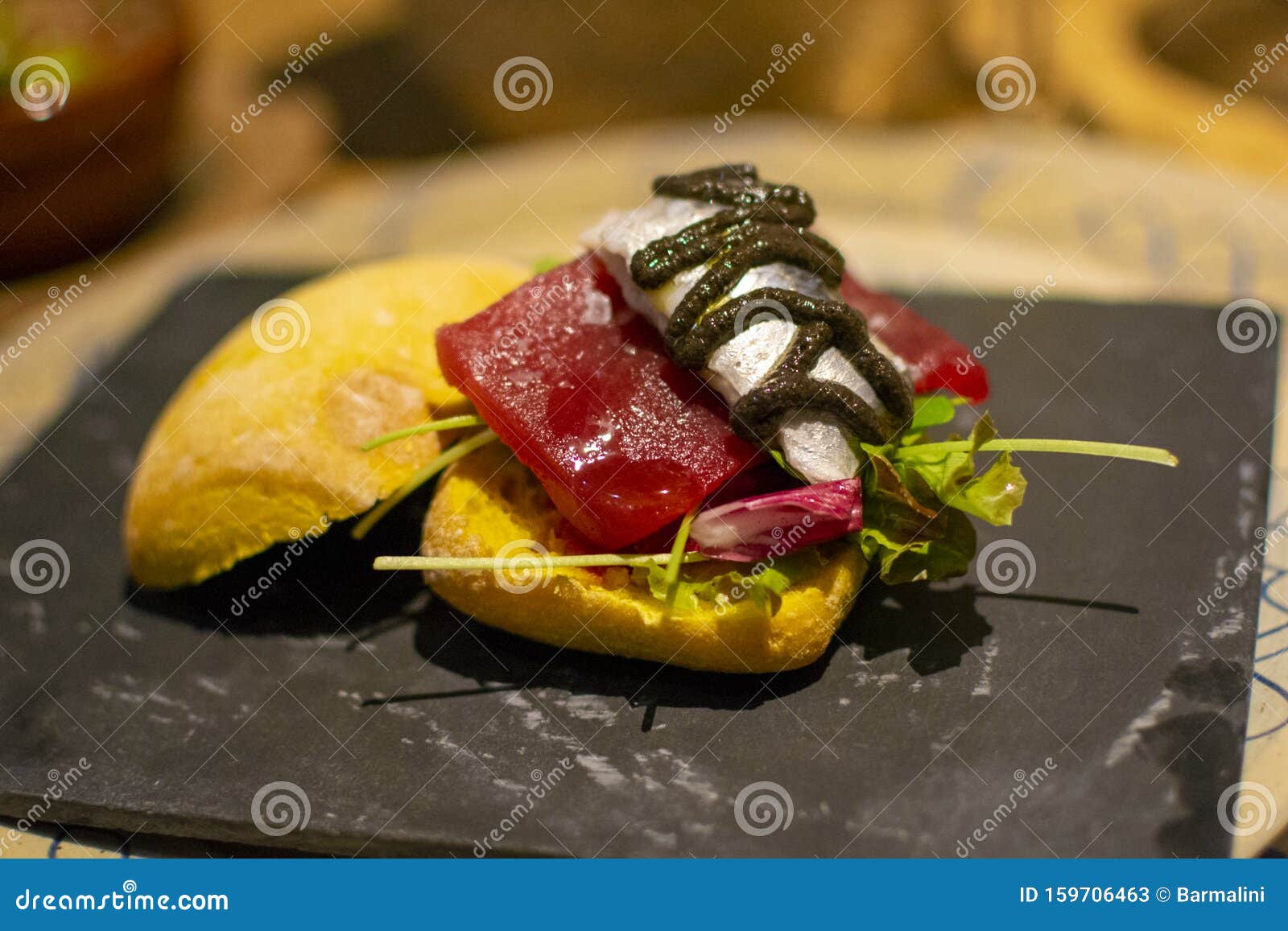 Andalusian Gourmet Food Tapas, Small Curry Bread with Blue Tuna Fish and  Sardine Stock Image - Image of appetizer, dinner: 159706463