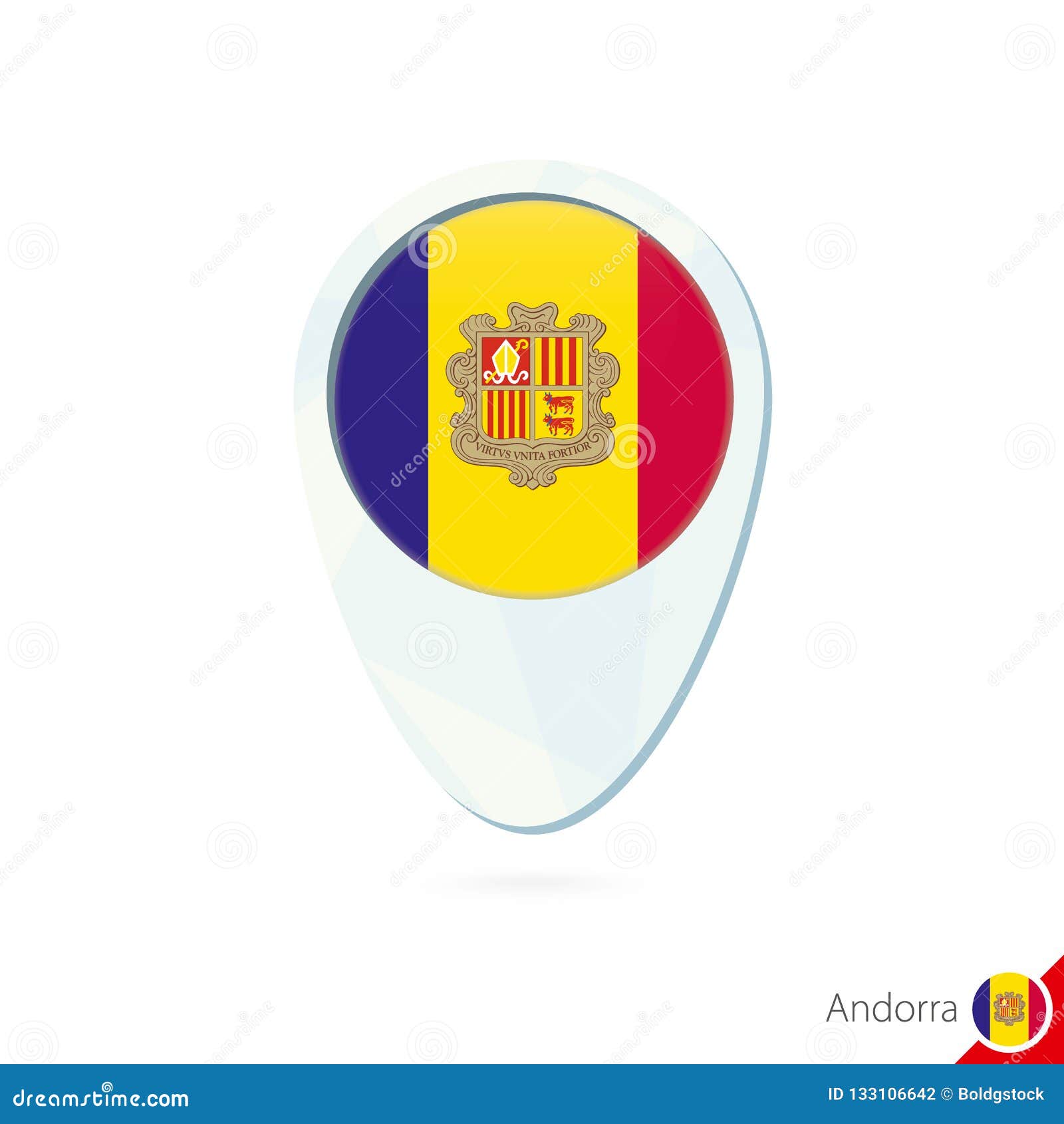Andorra Flag Location Map Pin Icon On White Background ...