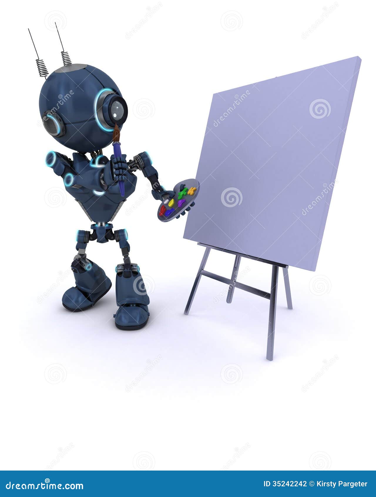 Android with Paint Brush and Palette Stock Illustration Illustration of brush, blank 35242242