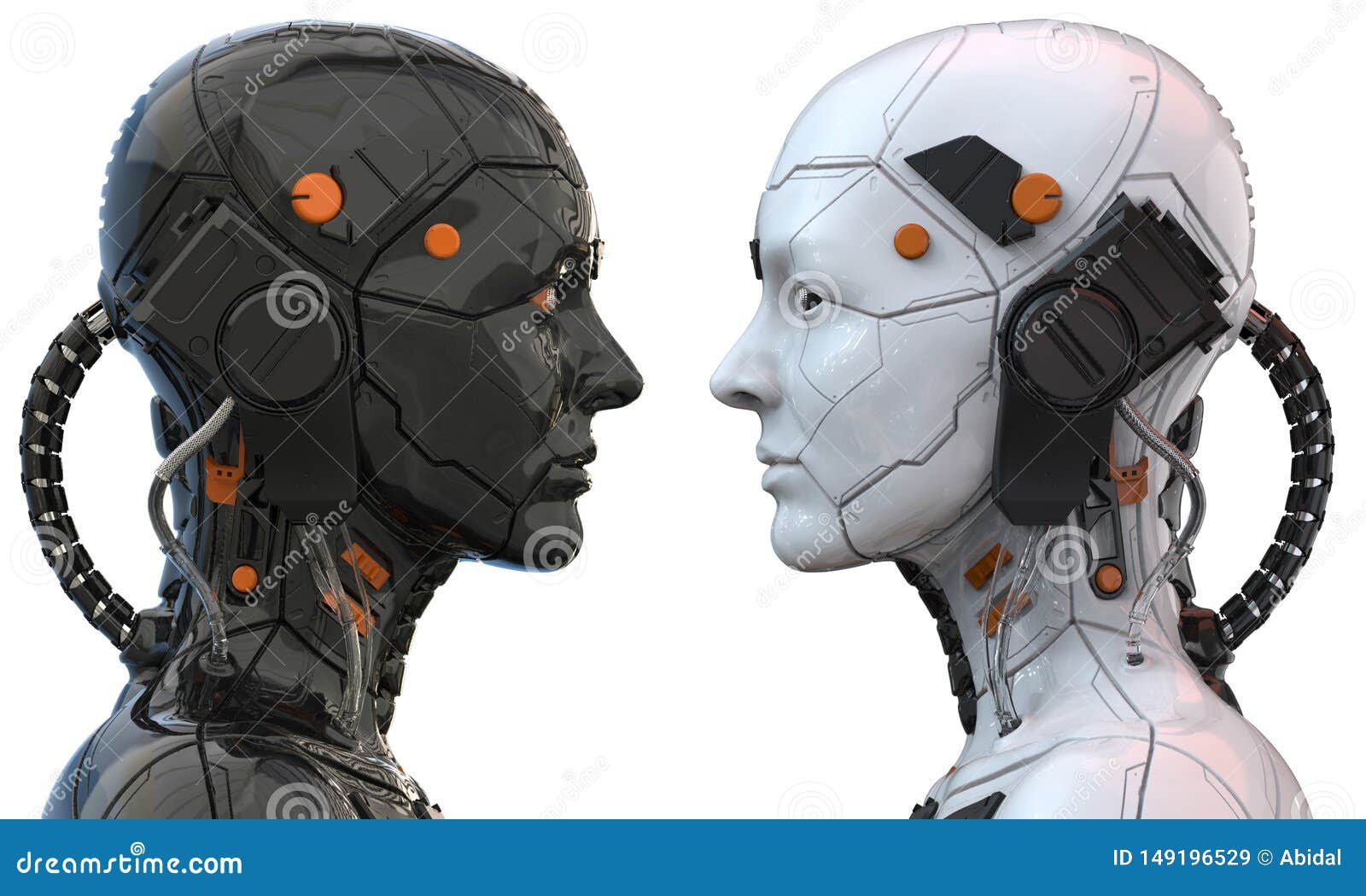 android robot cyborg woman humanoid  side view - 3d rendering
