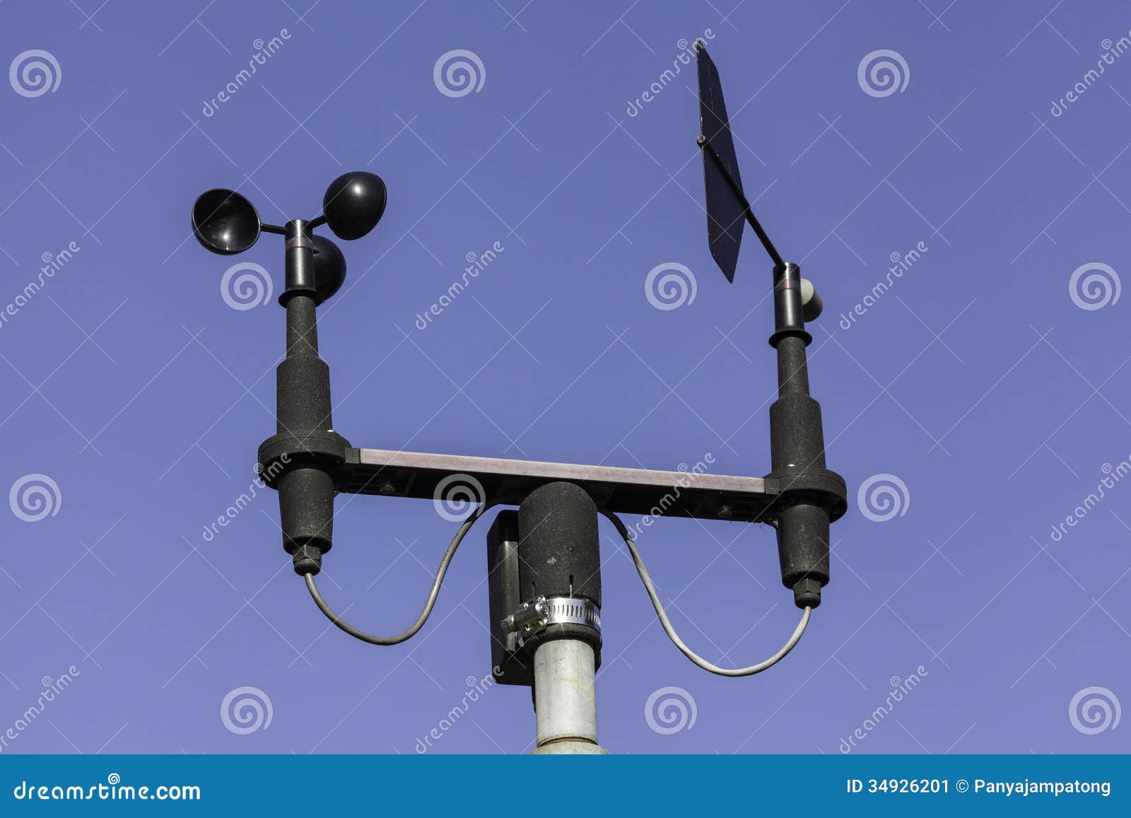 Anemometer in blue sky stock image. Image of physical 34926201