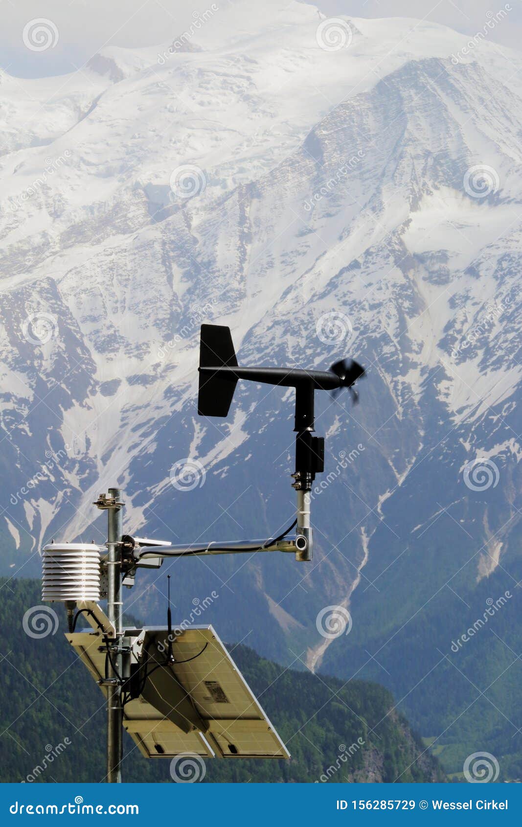 anemometer at parapente launching point, plateau d`assy, france