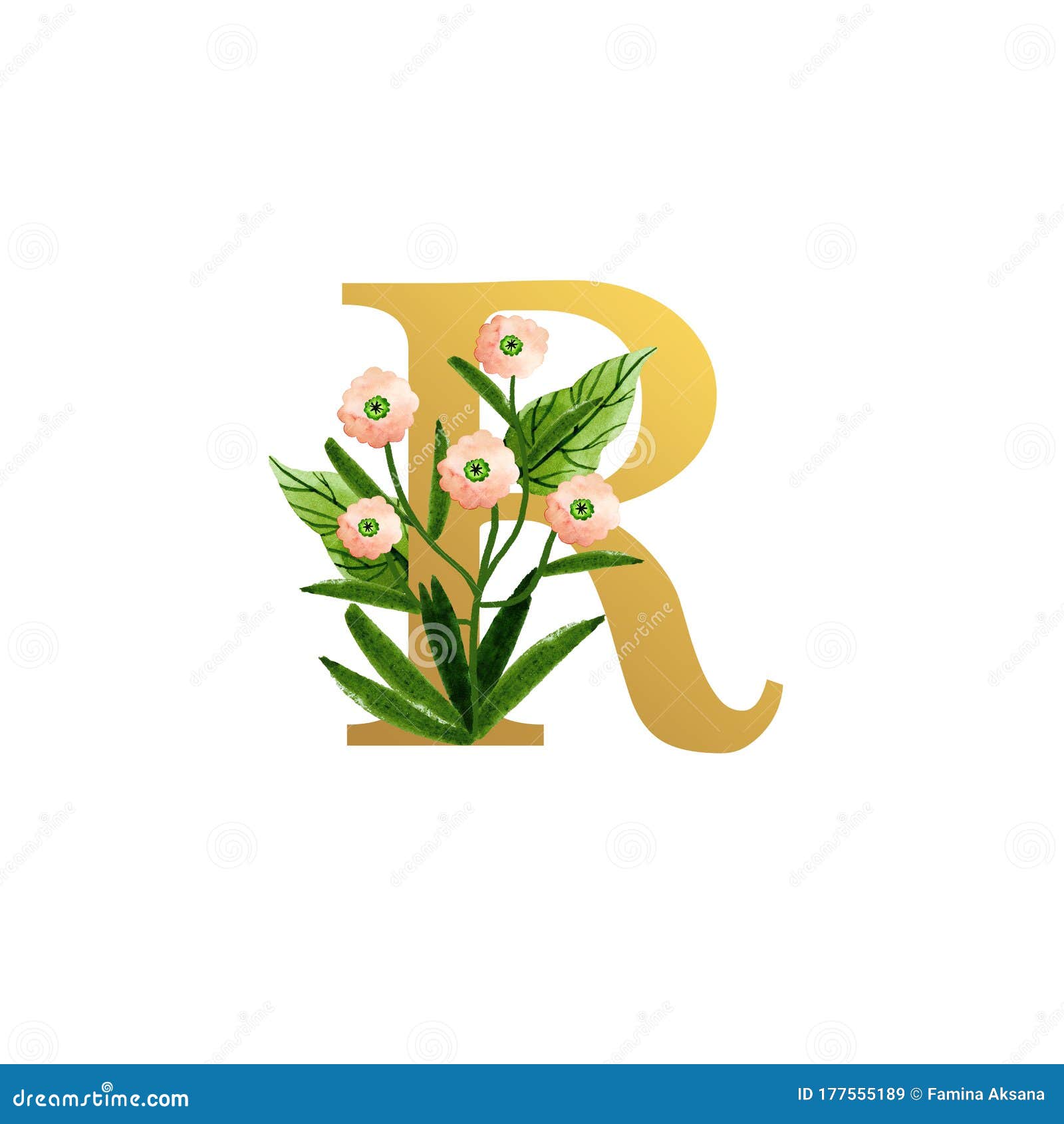 Anfangsbuchstabe Mit Netten Naiven Blumen Stock Abbildung