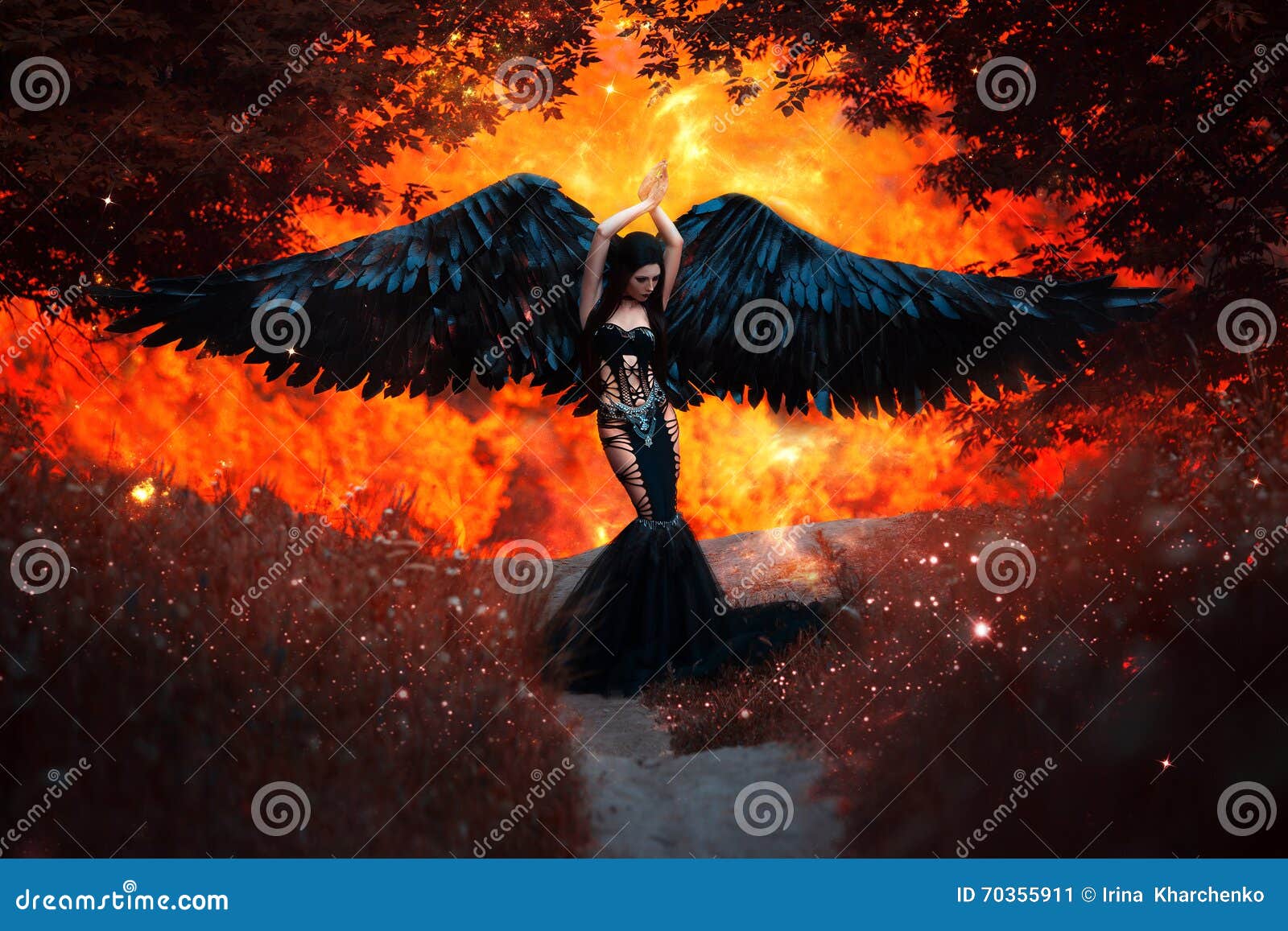 Ange Noir Joli Fille Demon Image Stock Image Du Bruit