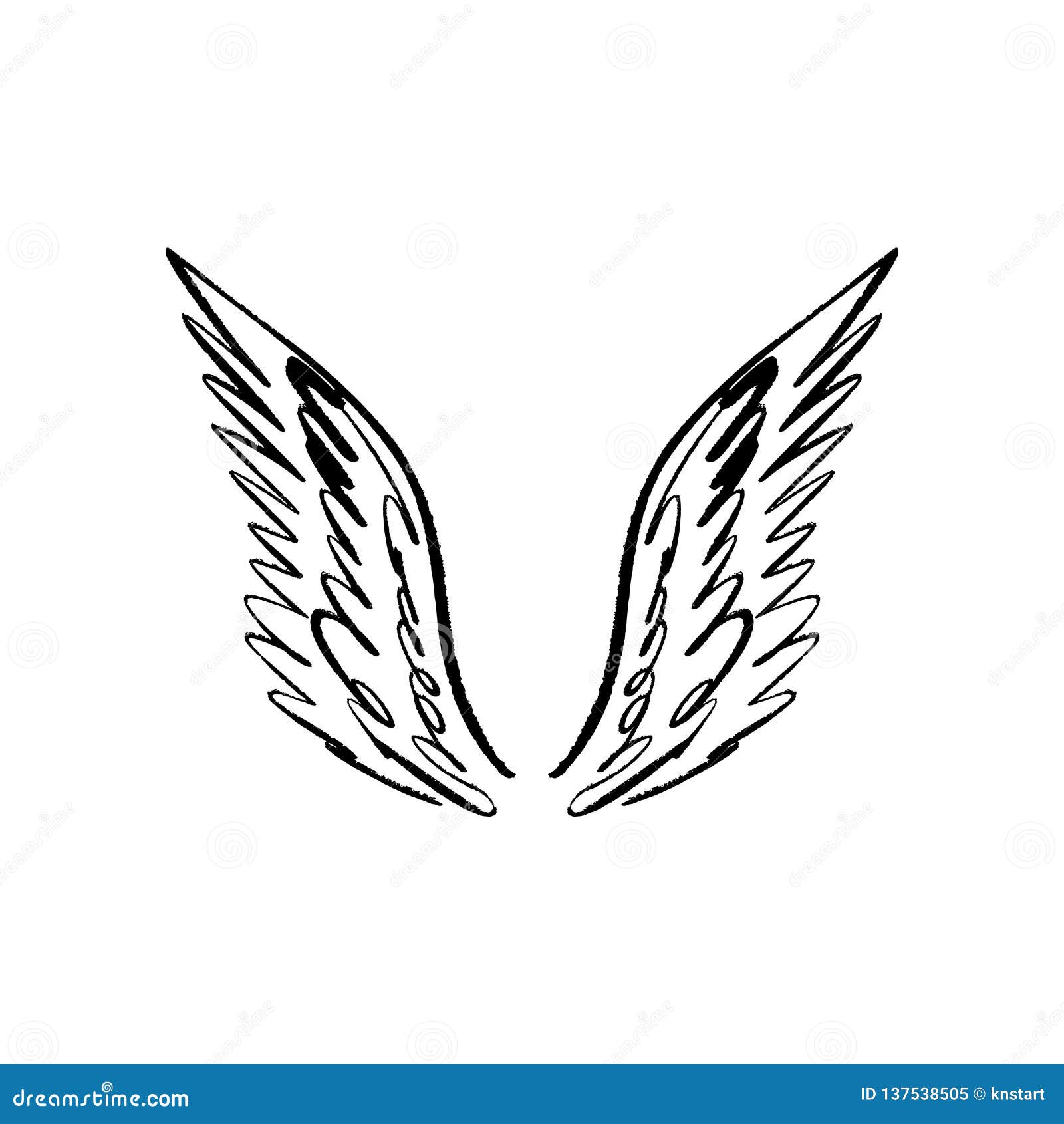 Angel or Bird Wings. Vintage Design Elements. Ornamental Coloring Element  and Tattoo Template. Vector Illustration Stock Illustration - Illustration  of white, elements: 137538505